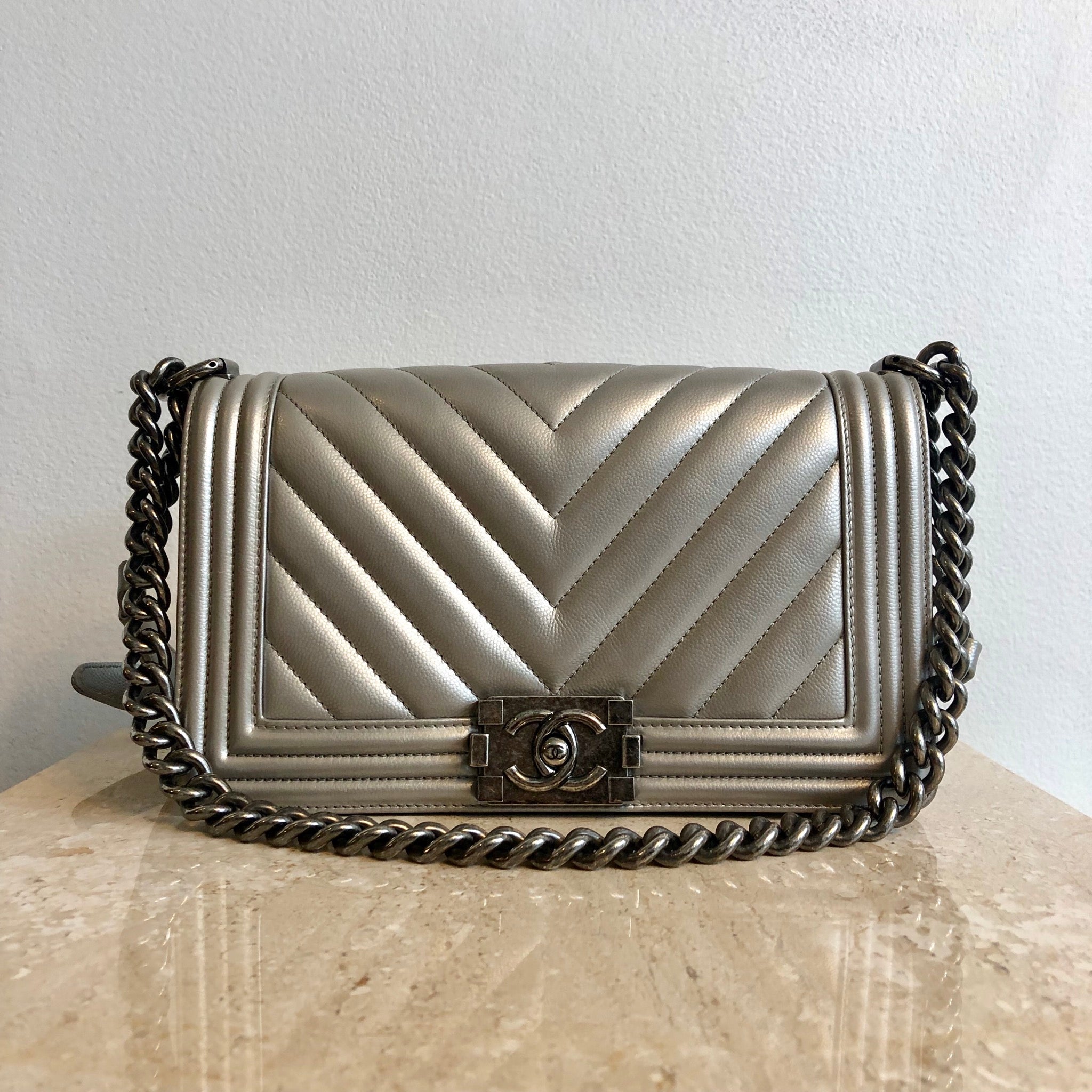 Chanel Gabrielle Flap Bag Chevron Leather Medium at 1stDibs