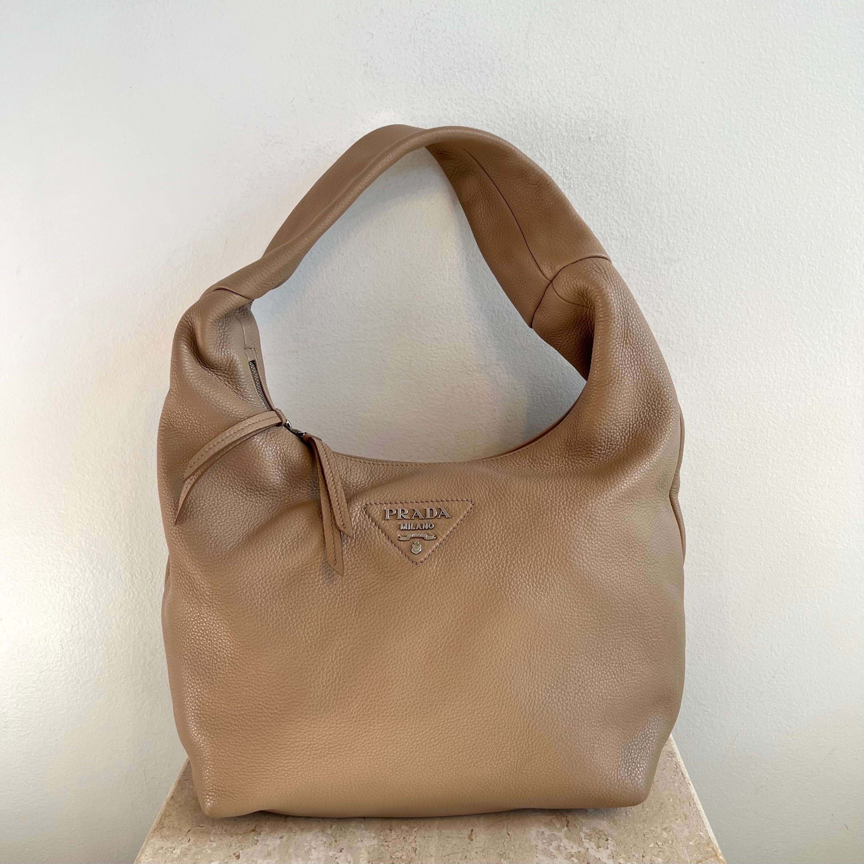 Authentic PRADA Tan Leather Vit Daino Hobo Bag – Valamode