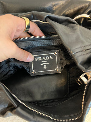 Authentic PRADA Black Leather Hobo Handbag – Valamode