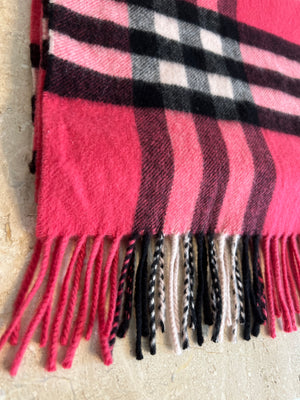 Authentic BURBERRY Hot Pink Nova Check Cashmere Scarf – Valamode