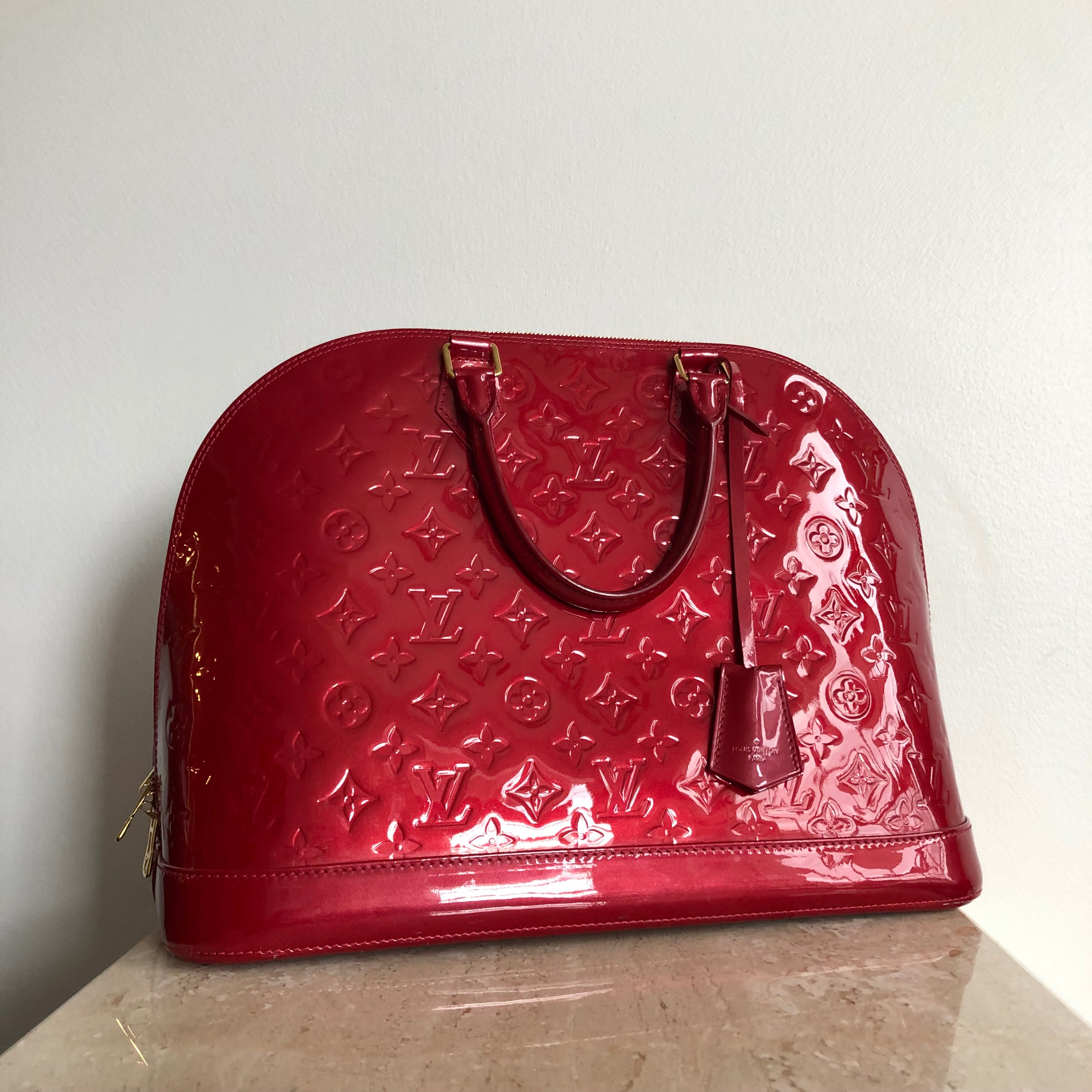 LOUIS VUITTON Handbag M93596 Alma GM Monogram Vernis Red Red Women Use –