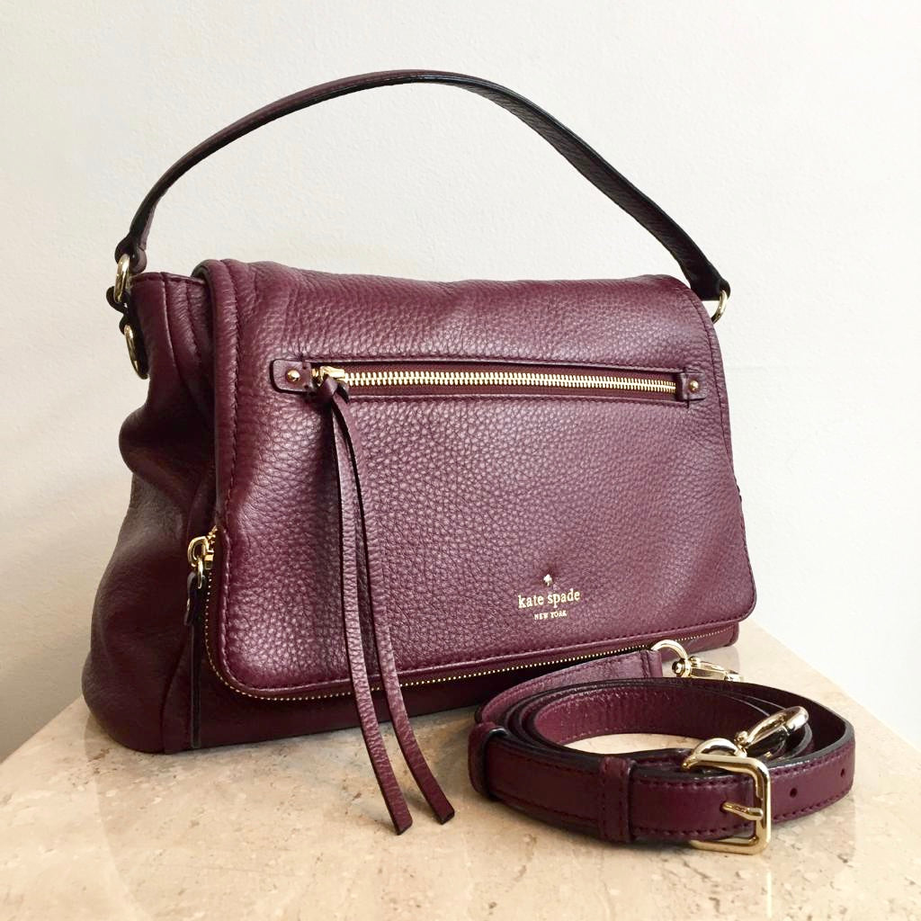 Authentic KATE SPADE Burgundy Pebbled leather Hand/Shoulder Bag – Valamode