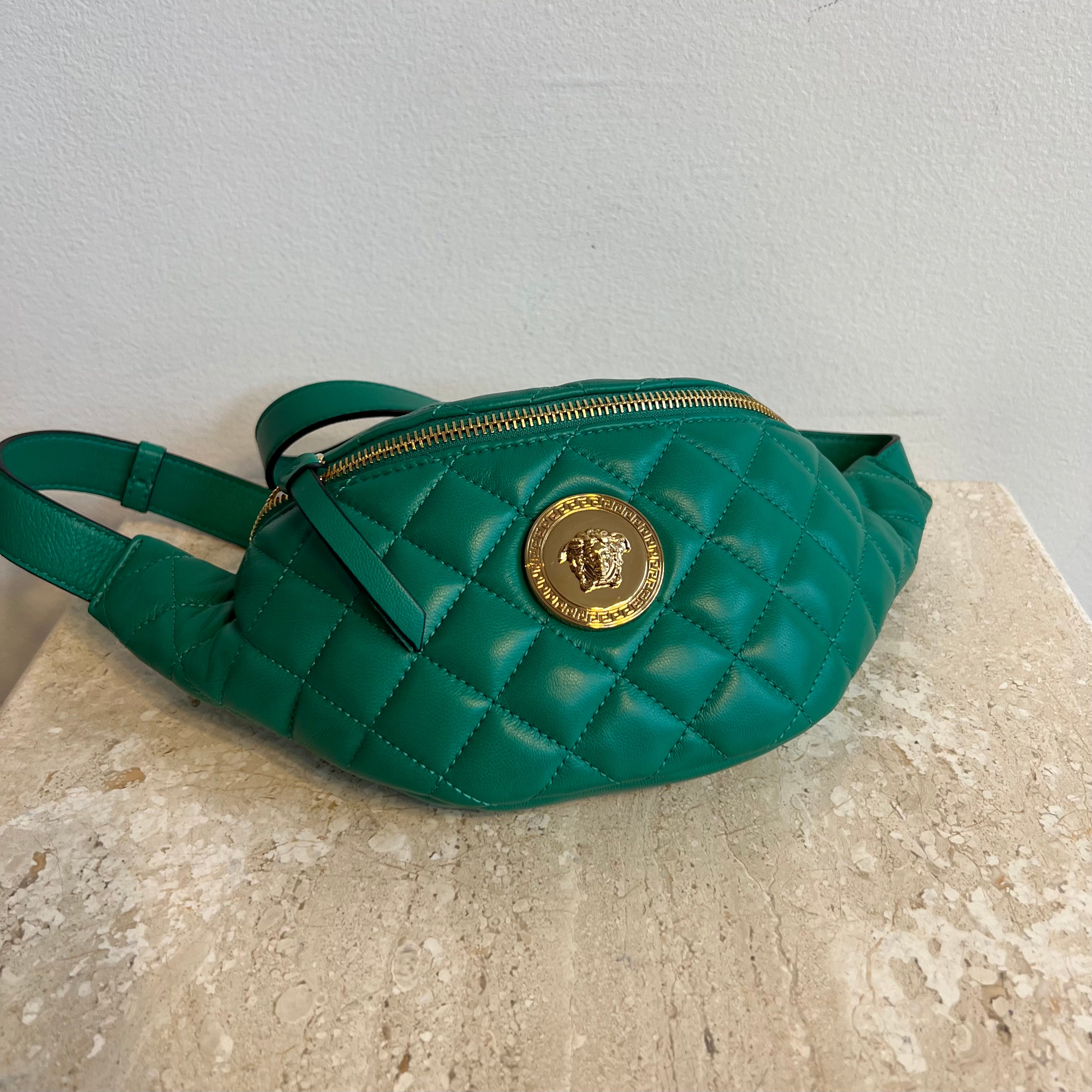 versace quilted leather belt bag