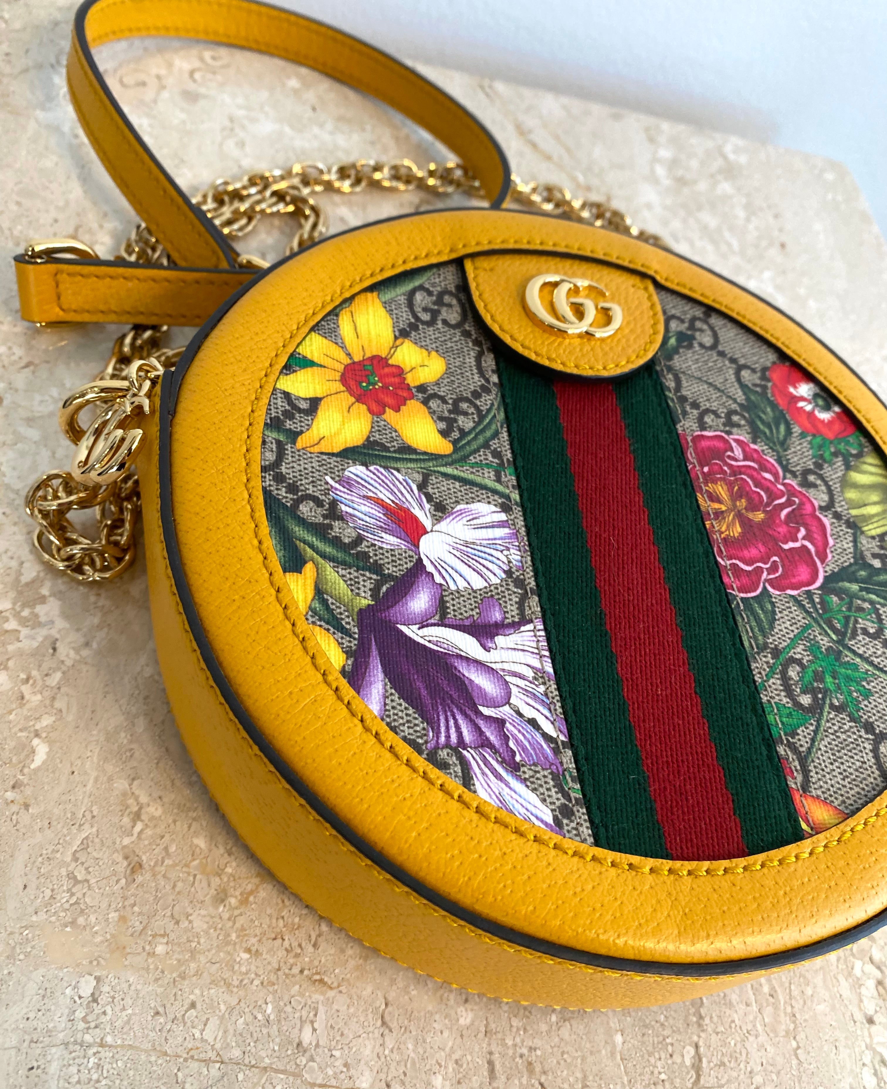 Authentic GUCCI Ophidia GG Flora Round Shoulder Bag – Valamode