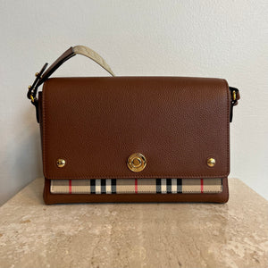 Authentic BURBERRY Leather and Vintage Check Note Crossbody Bag – Valamode