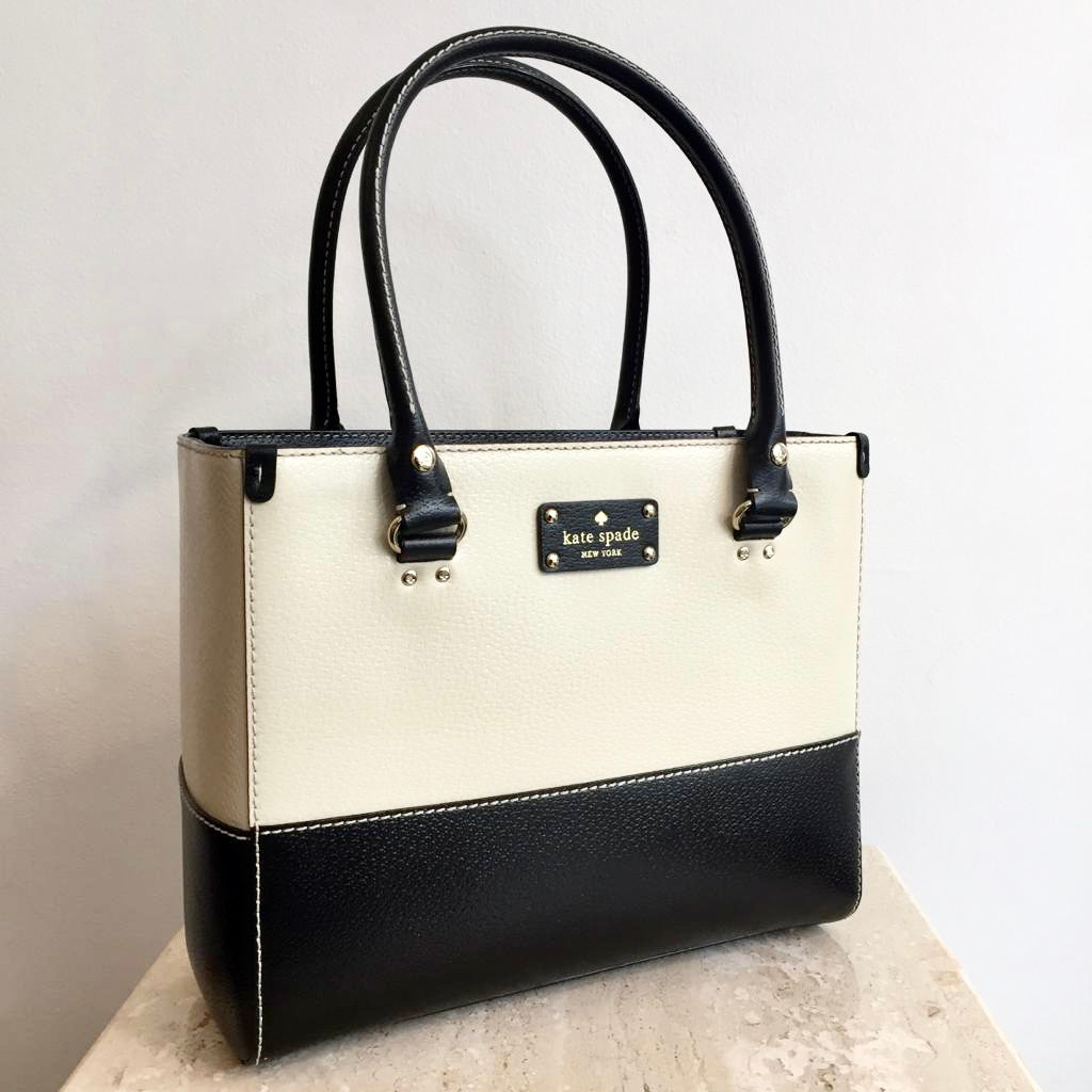 Authentic KATE SPADE Black & Ivory Bucket Bag with Top Handle – Valamode