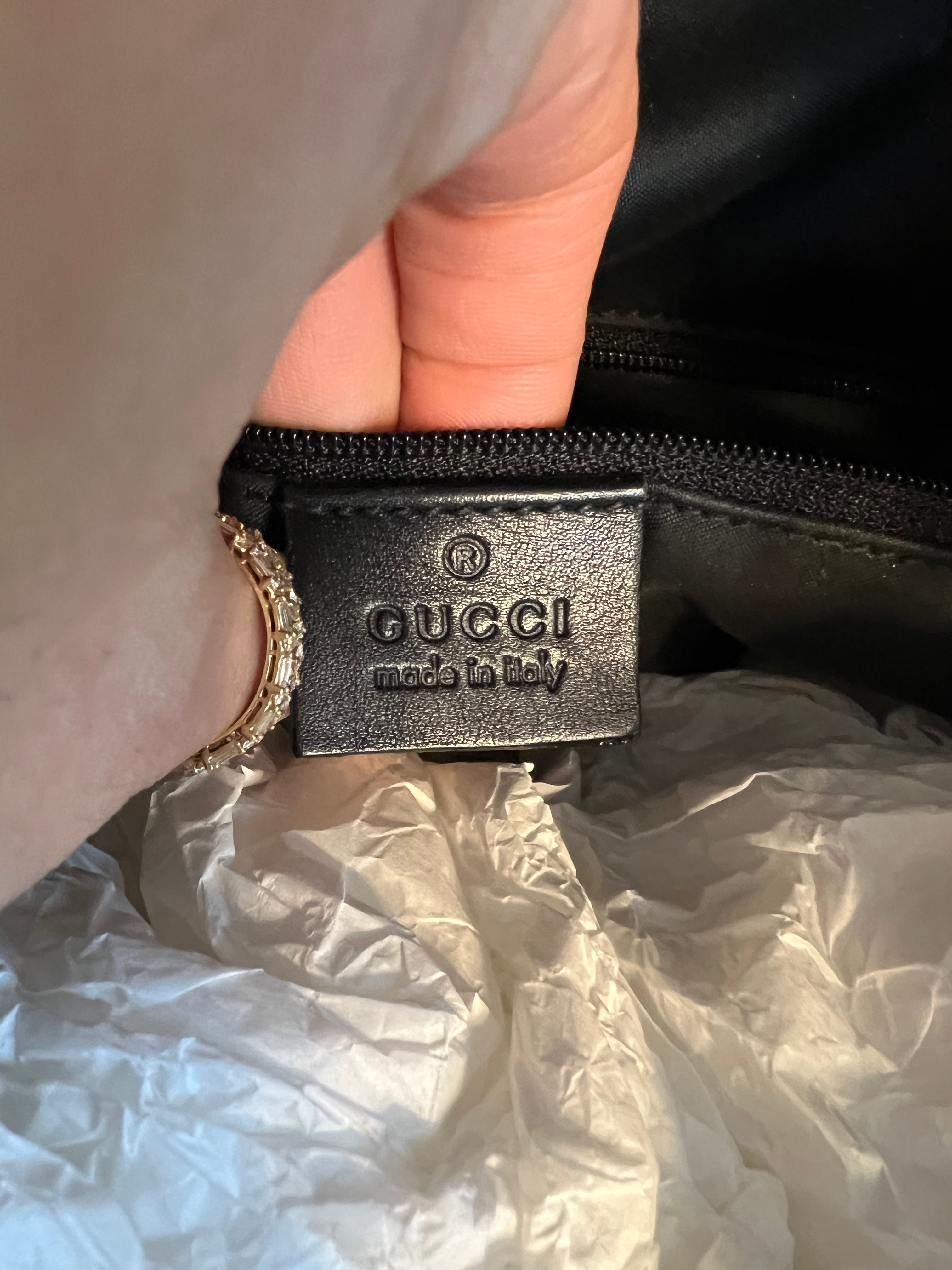 Authentic GUCCI Vintage Black Leather/GG Fabric & Bamboo Bag – Valamode