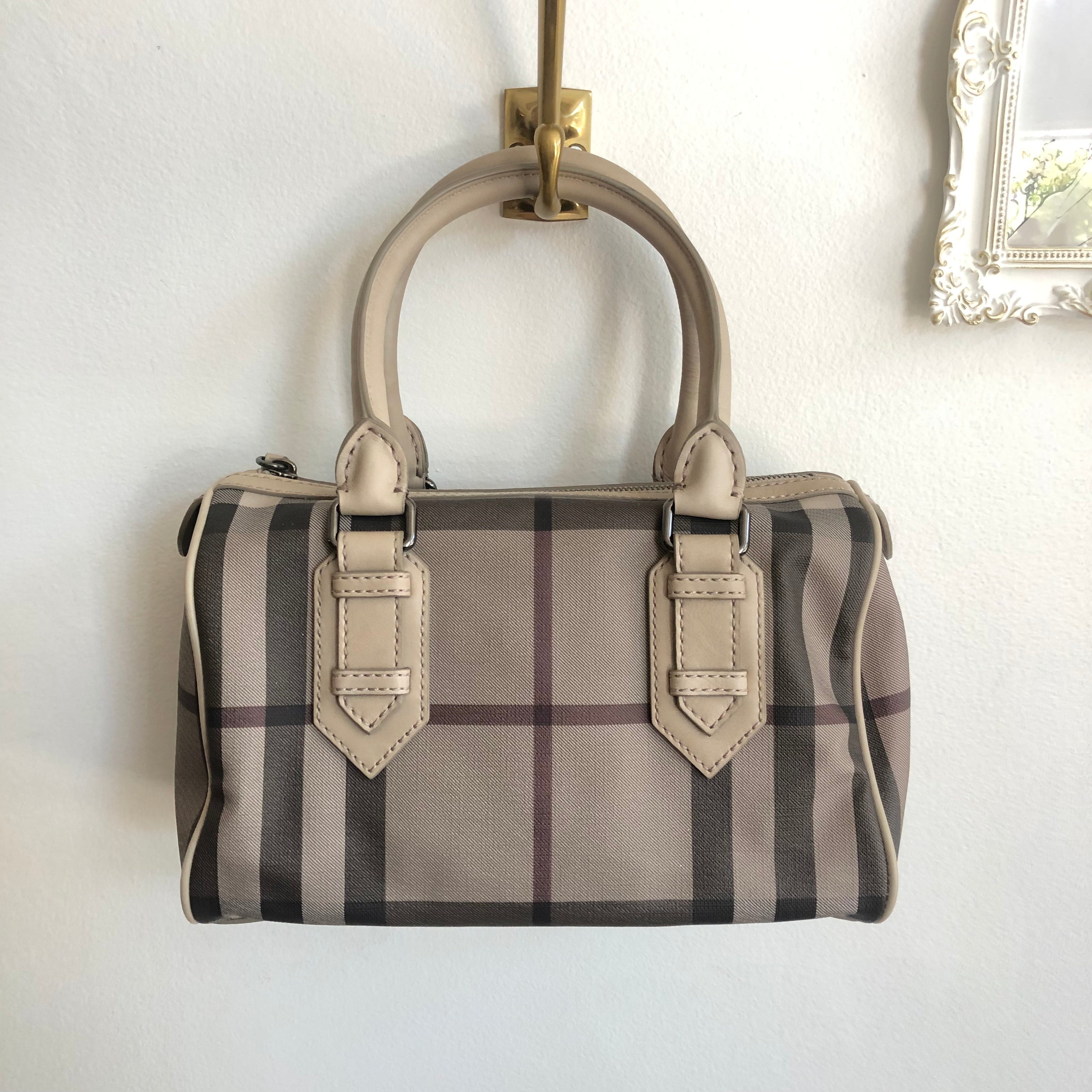 Authentic BURBERRY Taupe Nova Check Boston Bag – Valamode