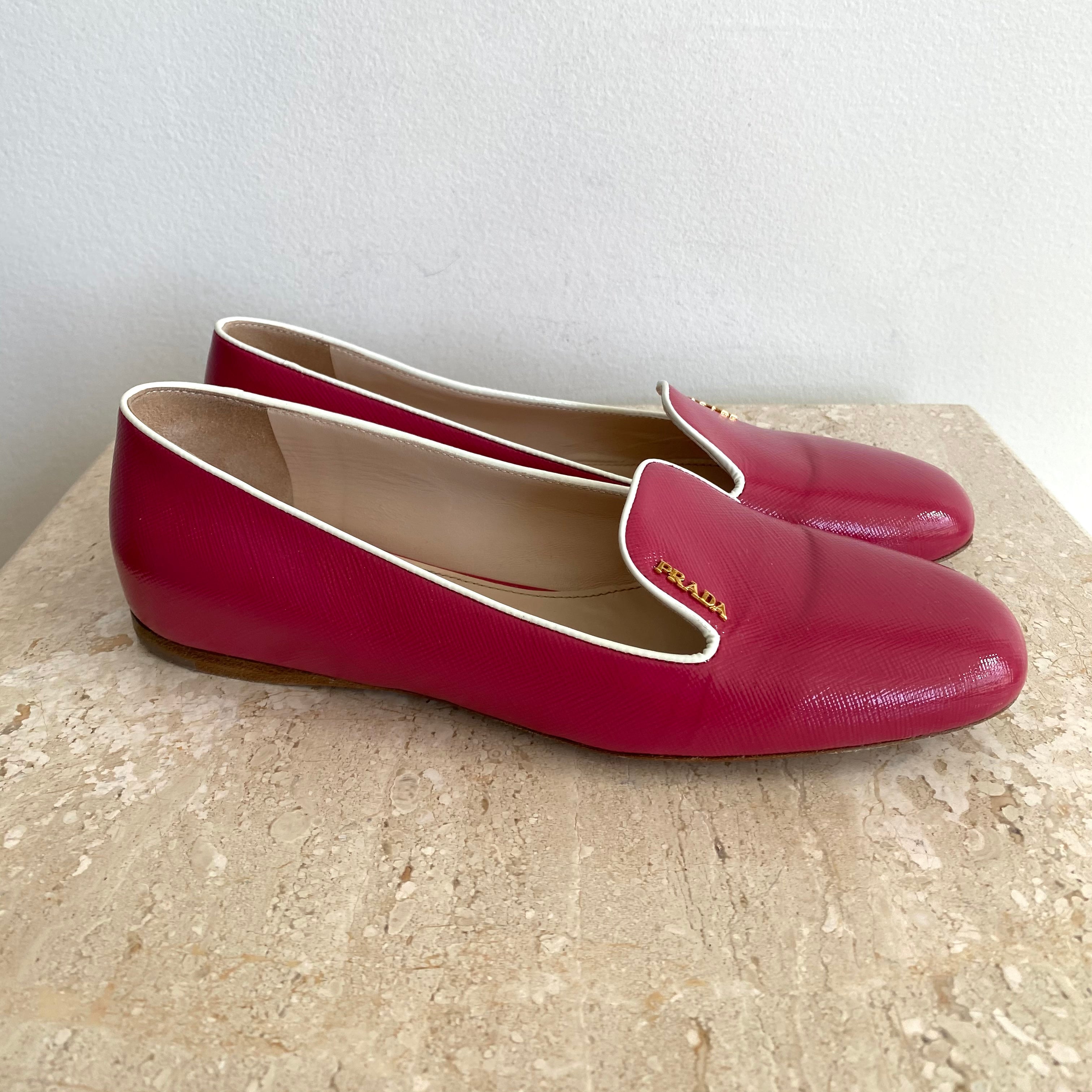 Authentic PRADA Pink Patent Loafers - 8 – Valamode