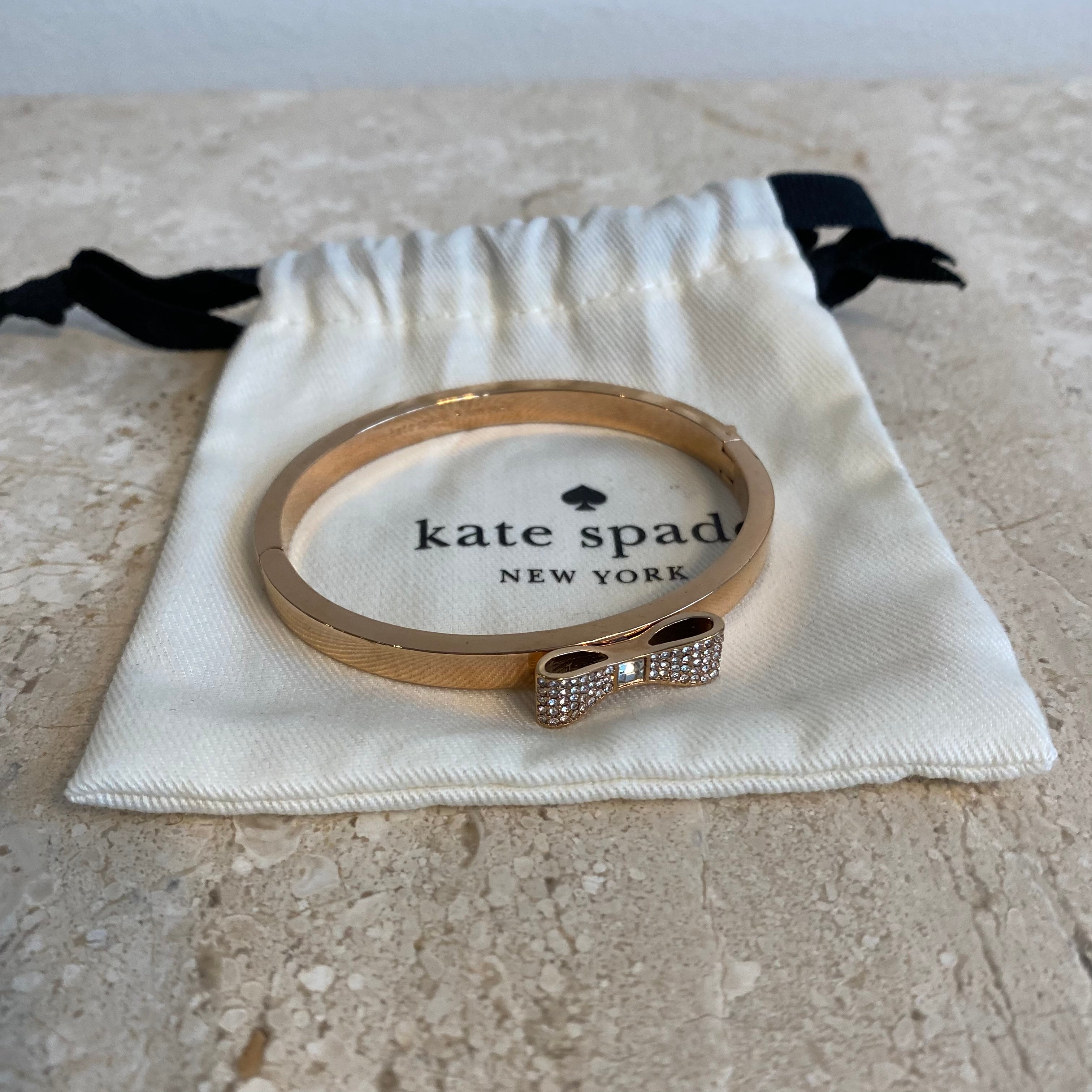 Authentic KATE SPADE Rose Gold Tone Rhinestone Bow Bangle – Valamode