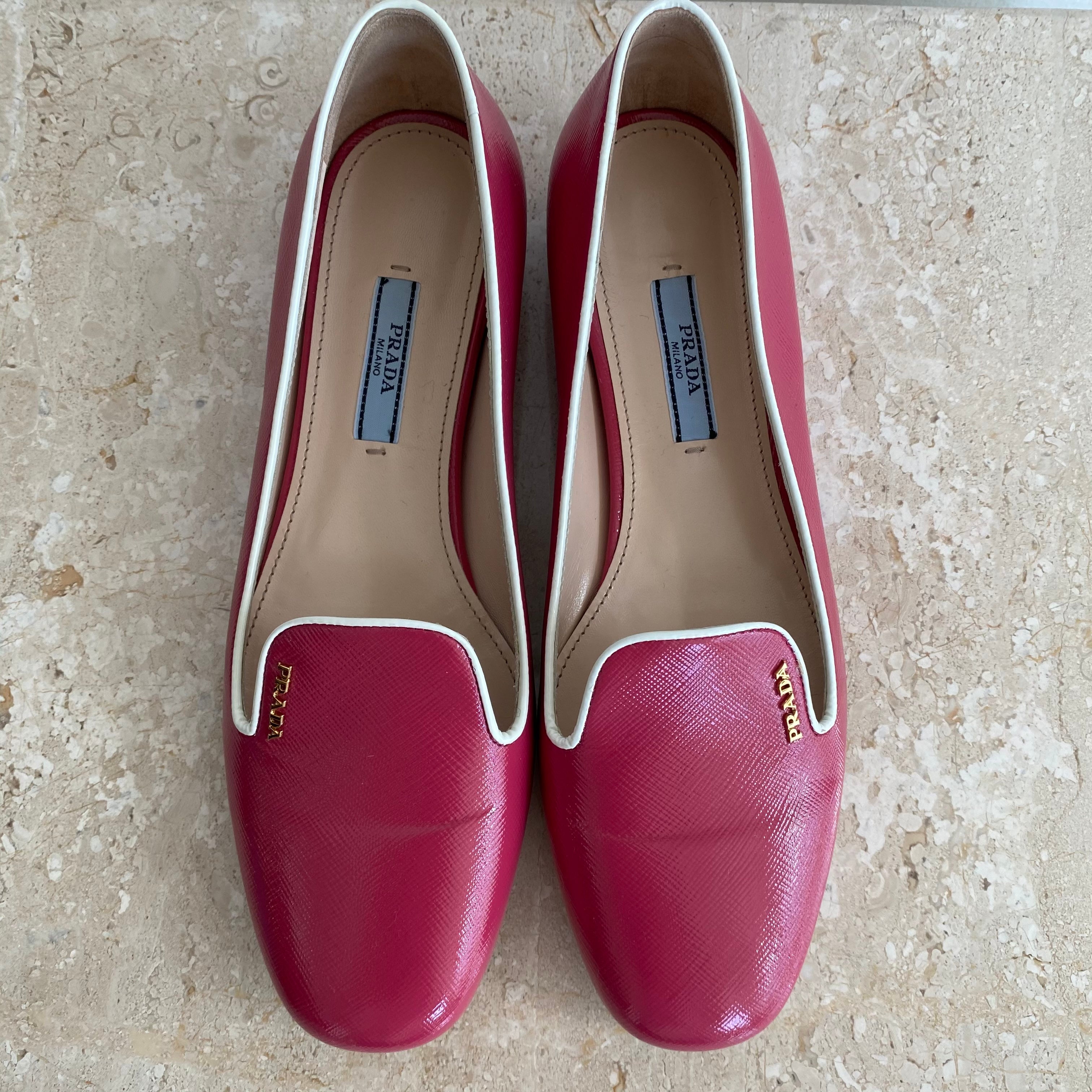 Authentic PRADA Pink Patent Loafers - 8 – Valamode