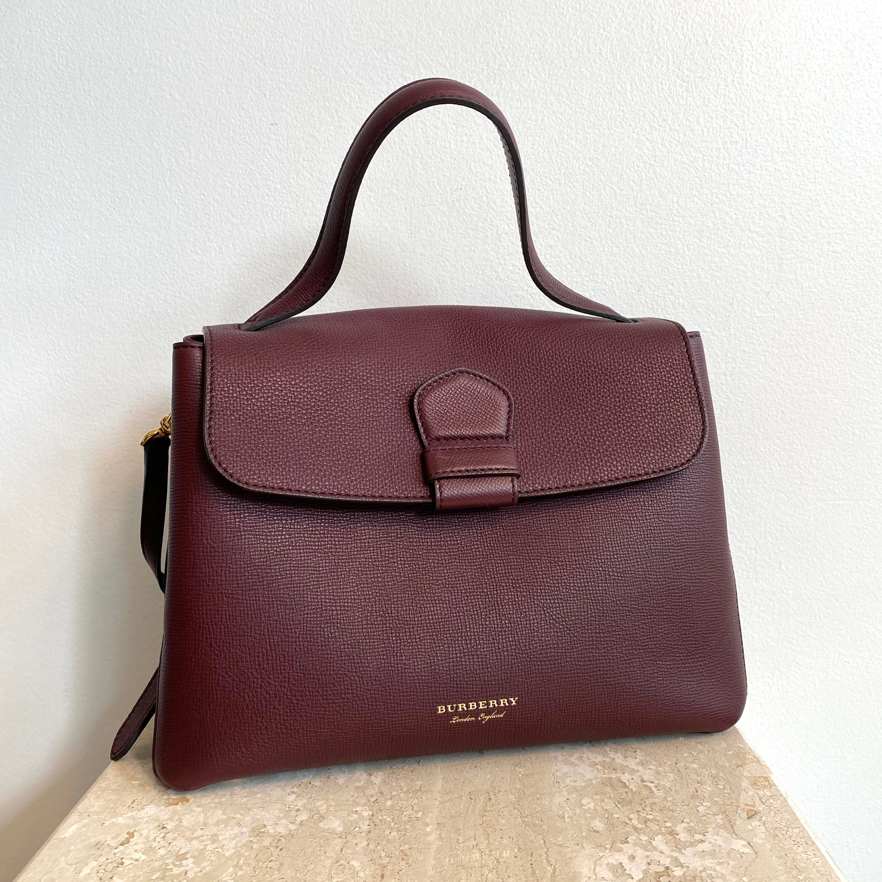 Authentic BURBERRY Mahogany Leather Derby Camberley Tote – Valamode