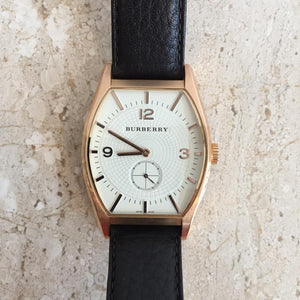 burberry mens brown leather watch