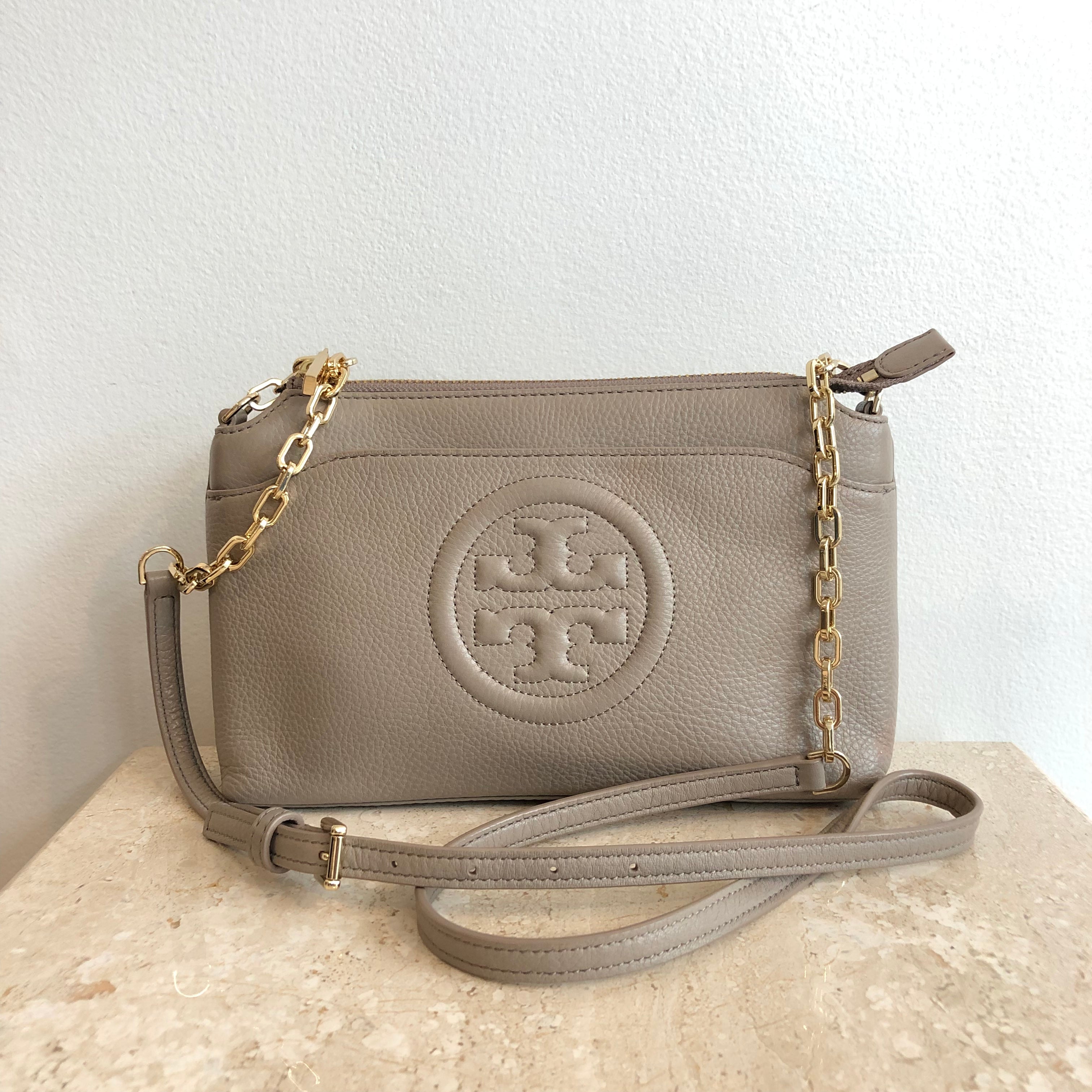 Authentic TORY BURCH Grey/Taupe Leather Crossbody – Valamode
