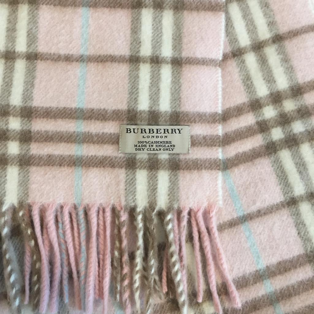 Authentic BURBERRY 100% Cashmere Pink Novacheck Scarf – Valamode