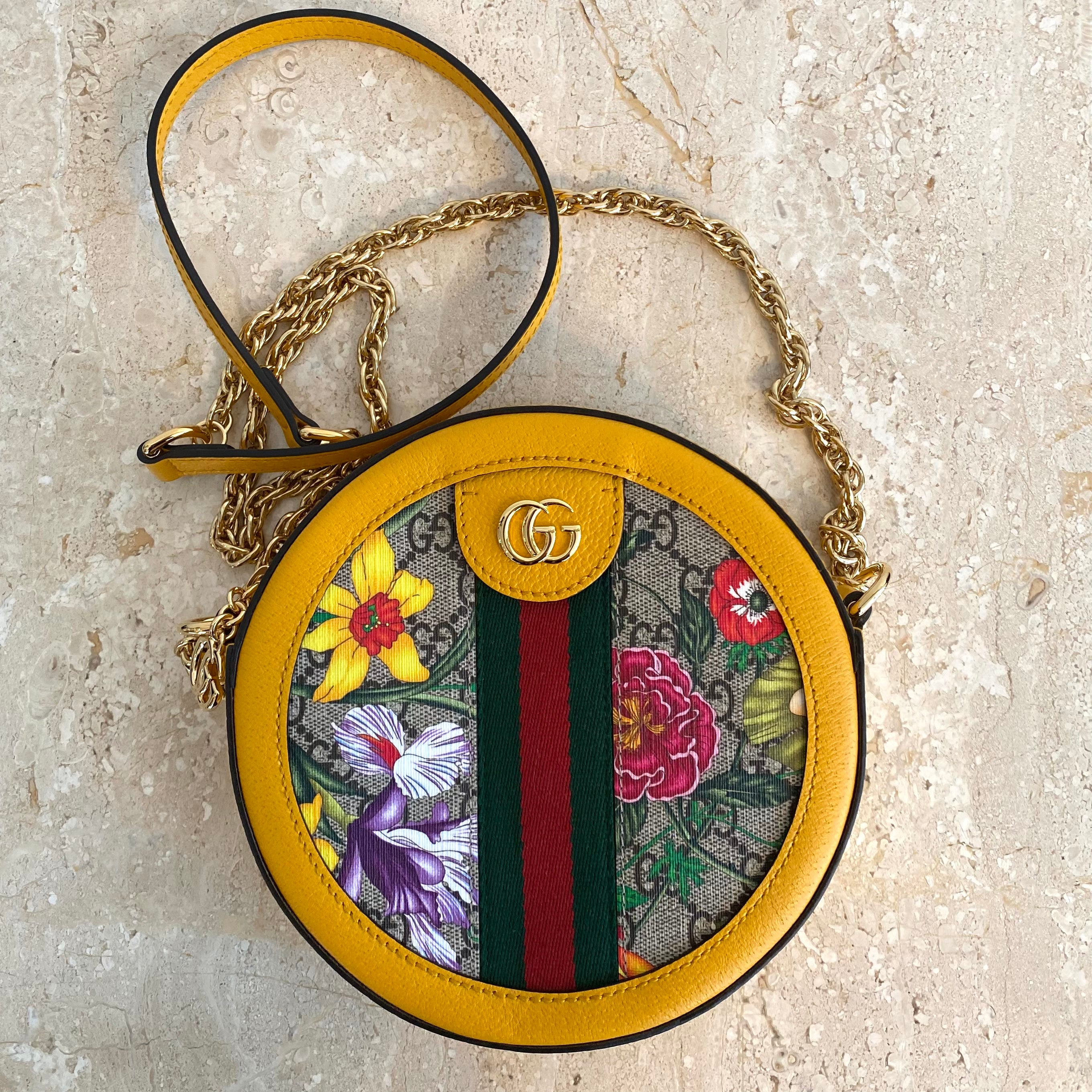 Authentic GUCCI Ophidia GG Flora Round Shoulder Bag – Valamode
