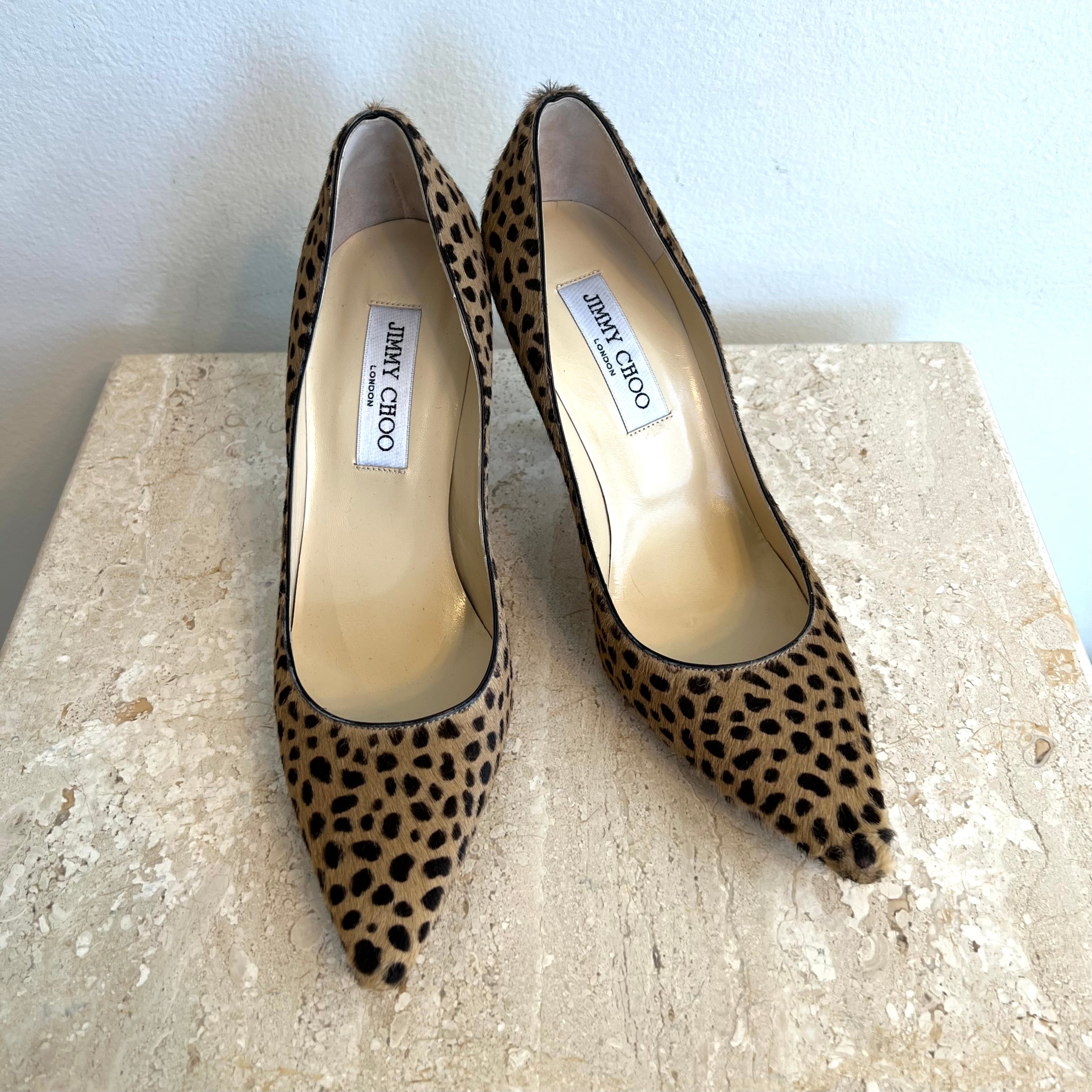 Authentic JIMMY CHOO Cheetah Print Pony Hair Pumps - Size 37