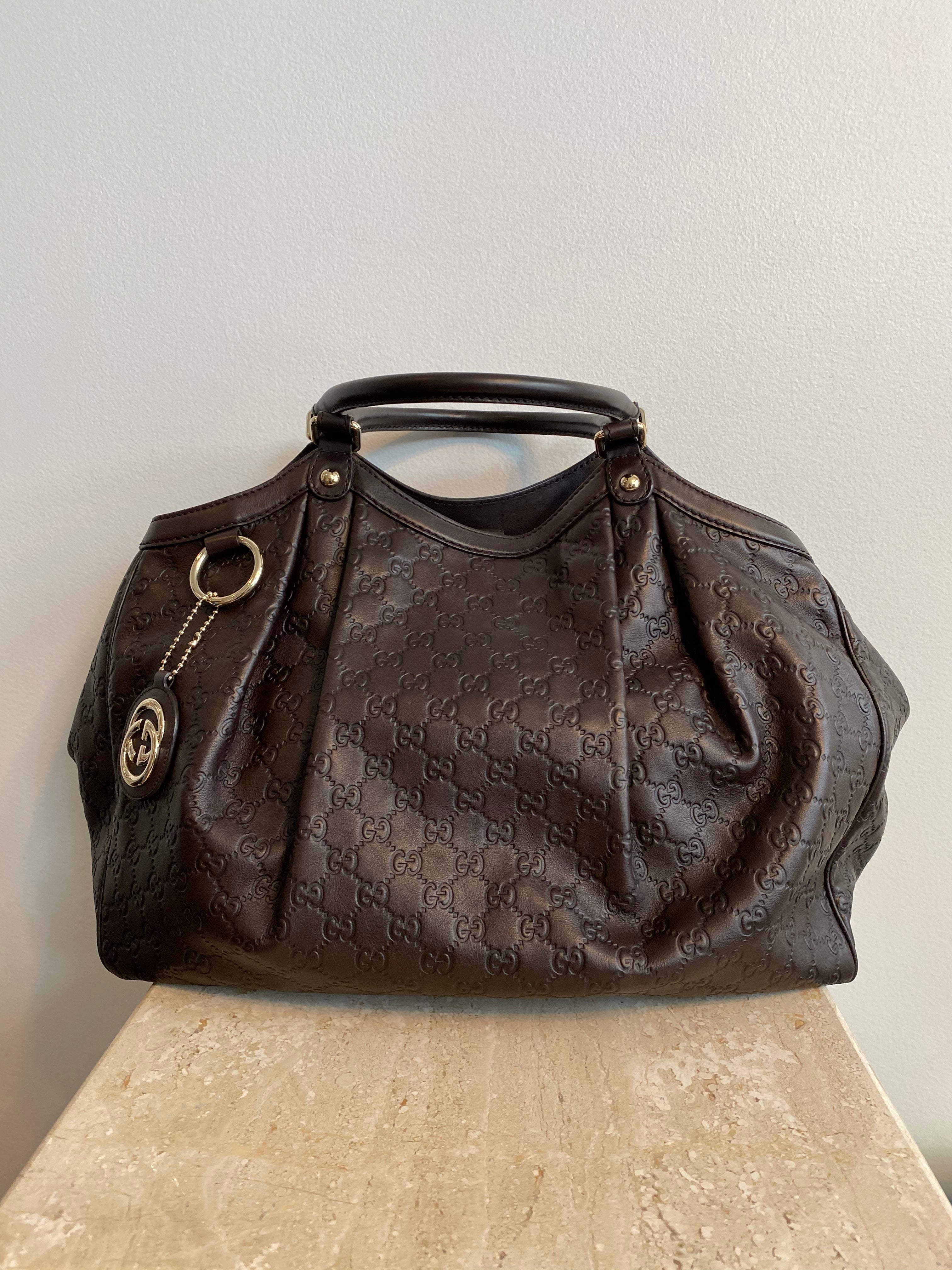 Authentic GUCCI Sukey Brown Guccissima Large Shoulder Bag – Valamode