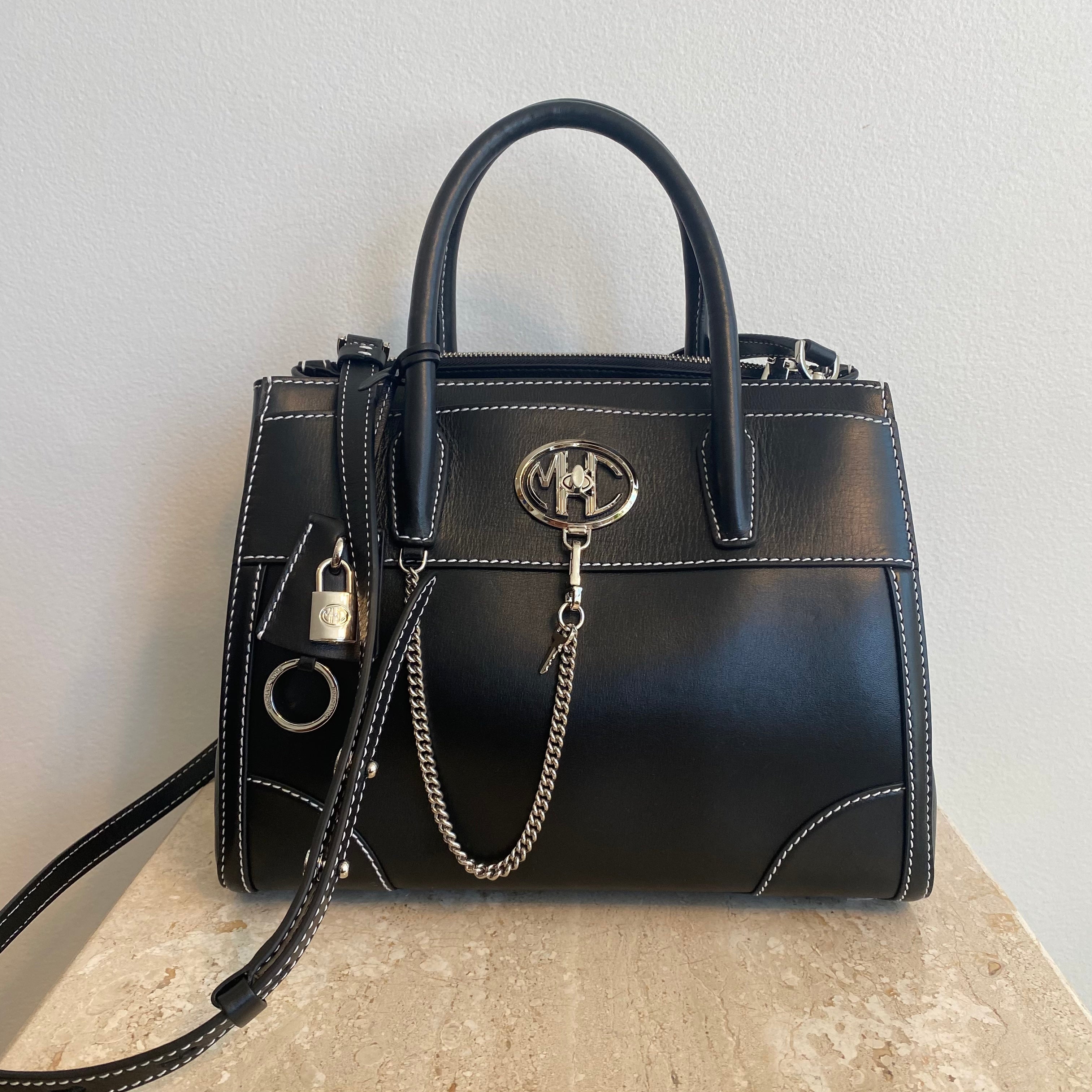 Authentic MICHAEL KORS Monogramme Collection Black Leather Satchel ...