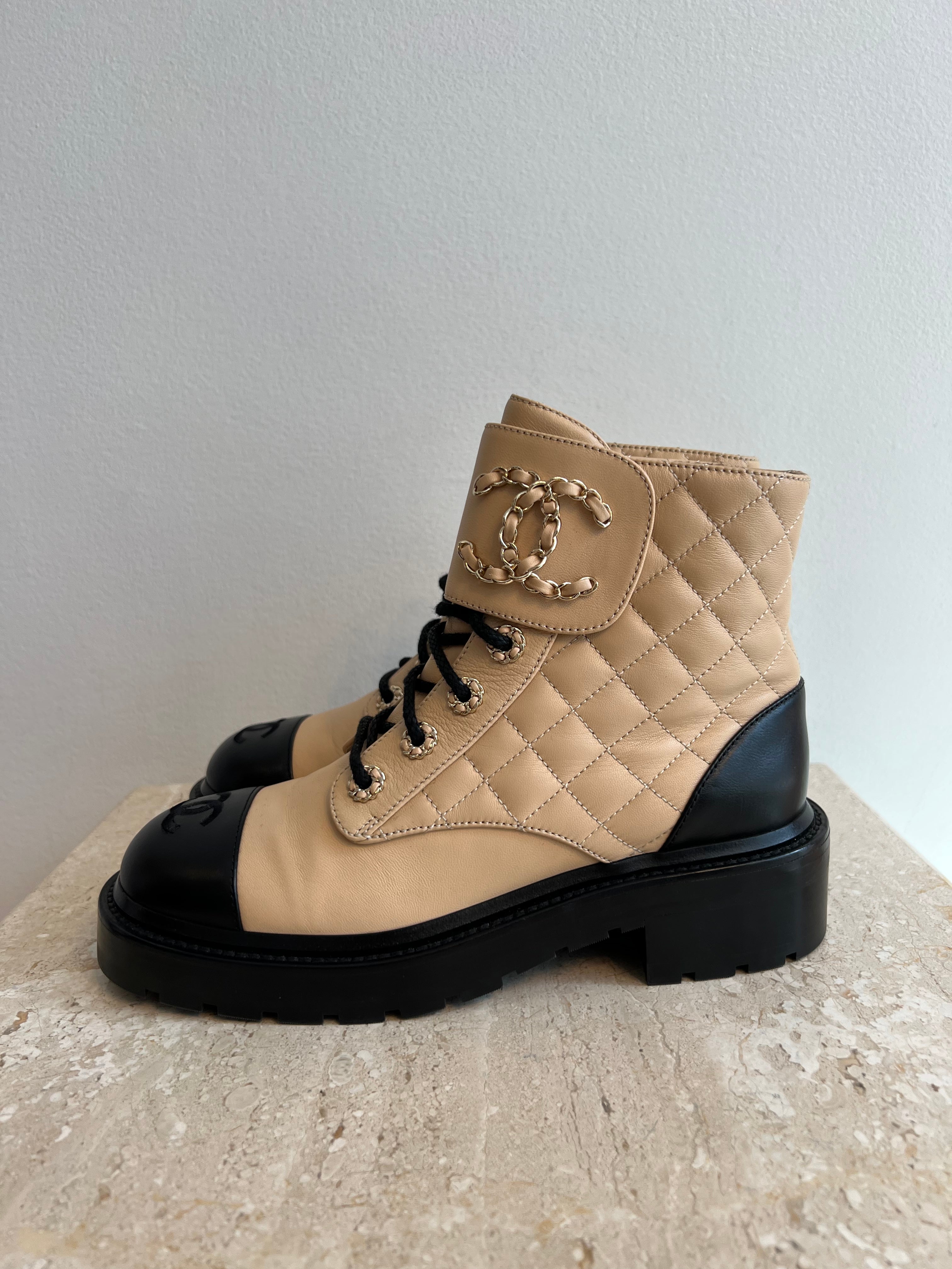 Authentic CHANEL Combat Boots Size  – Valamode