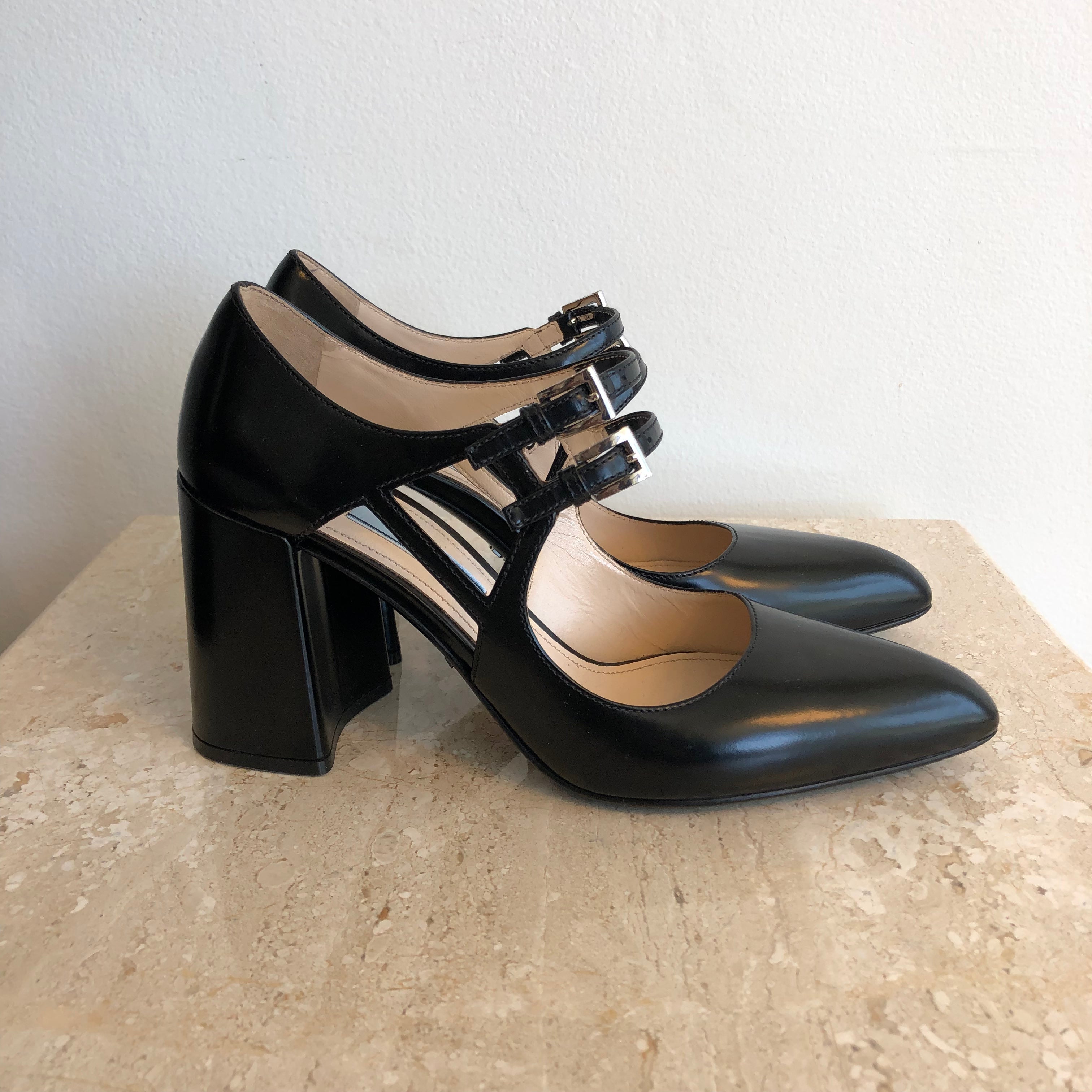 Authentic PRADA Shoe - Size  - Black Leather - Mary Jane – Valamode