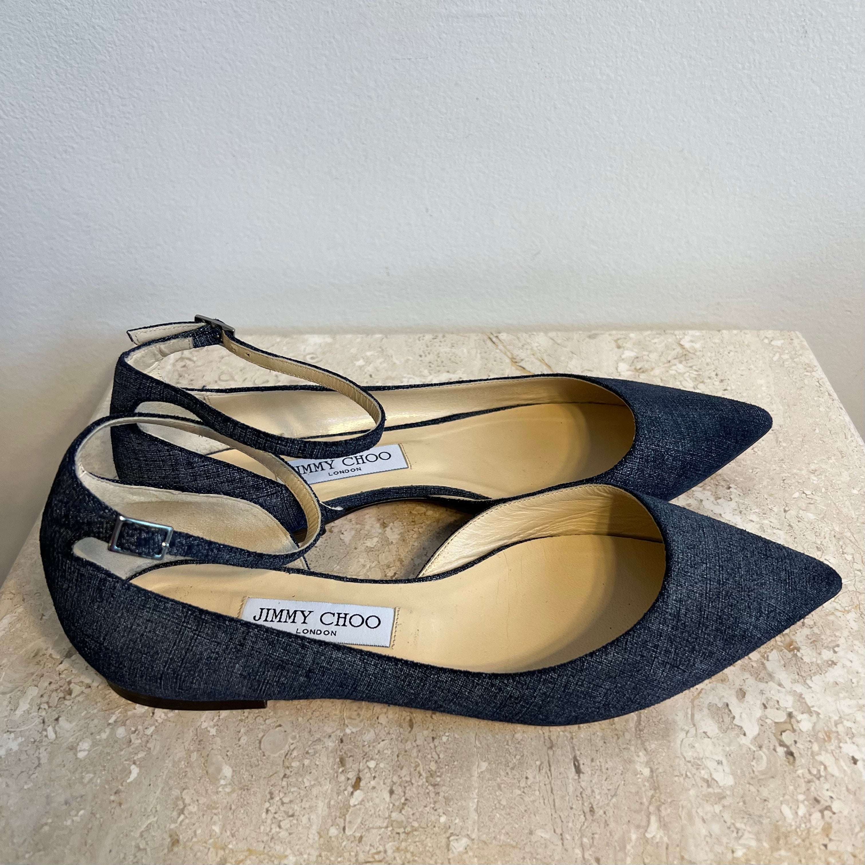 Authentic JIMMY CHOO Denim Flats - Size 39 – Valamode