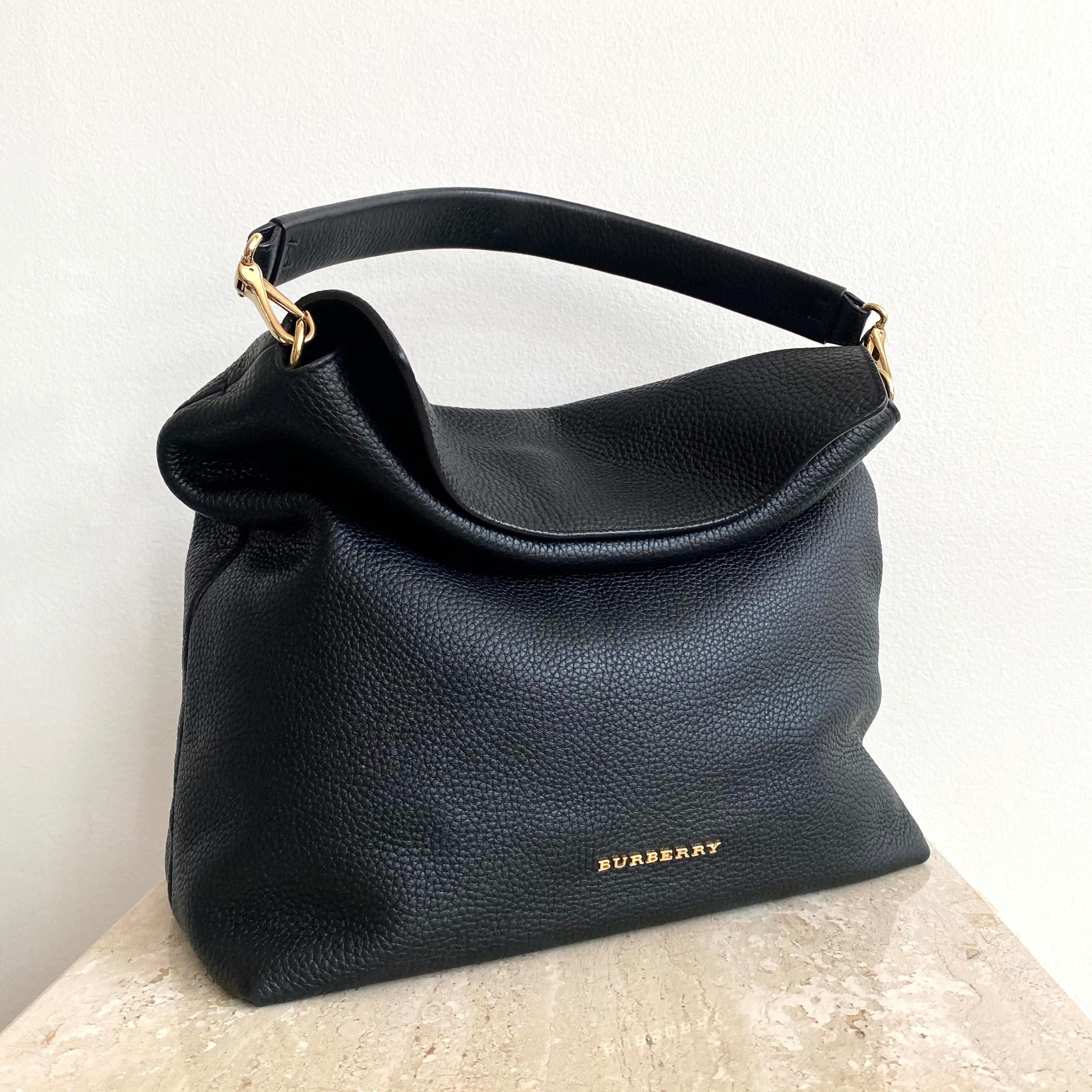 Authentic BURBERRY Cale Black Hobo – Valamode