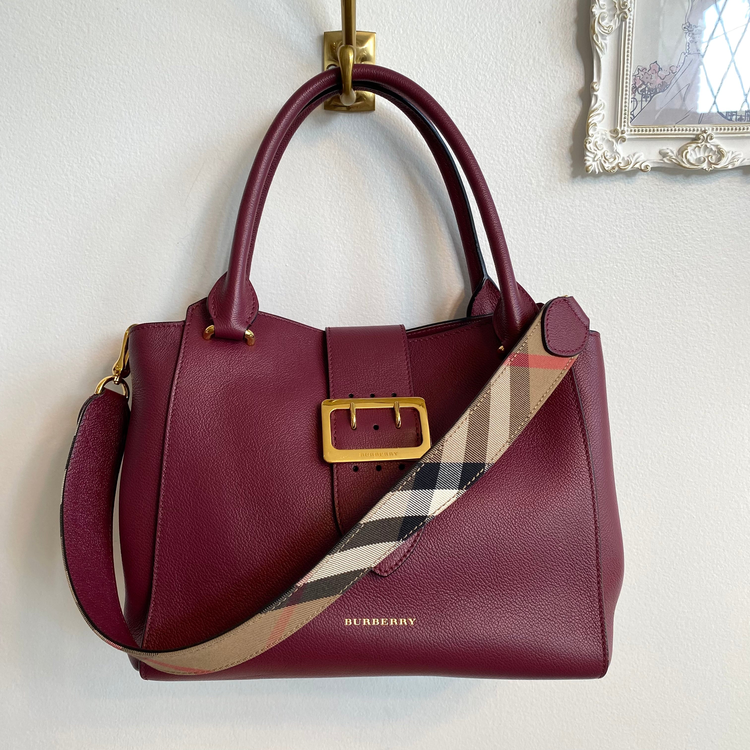Authentic BURBERRY Burgundy Buckle Tote/Shoulder Bag – Valamode