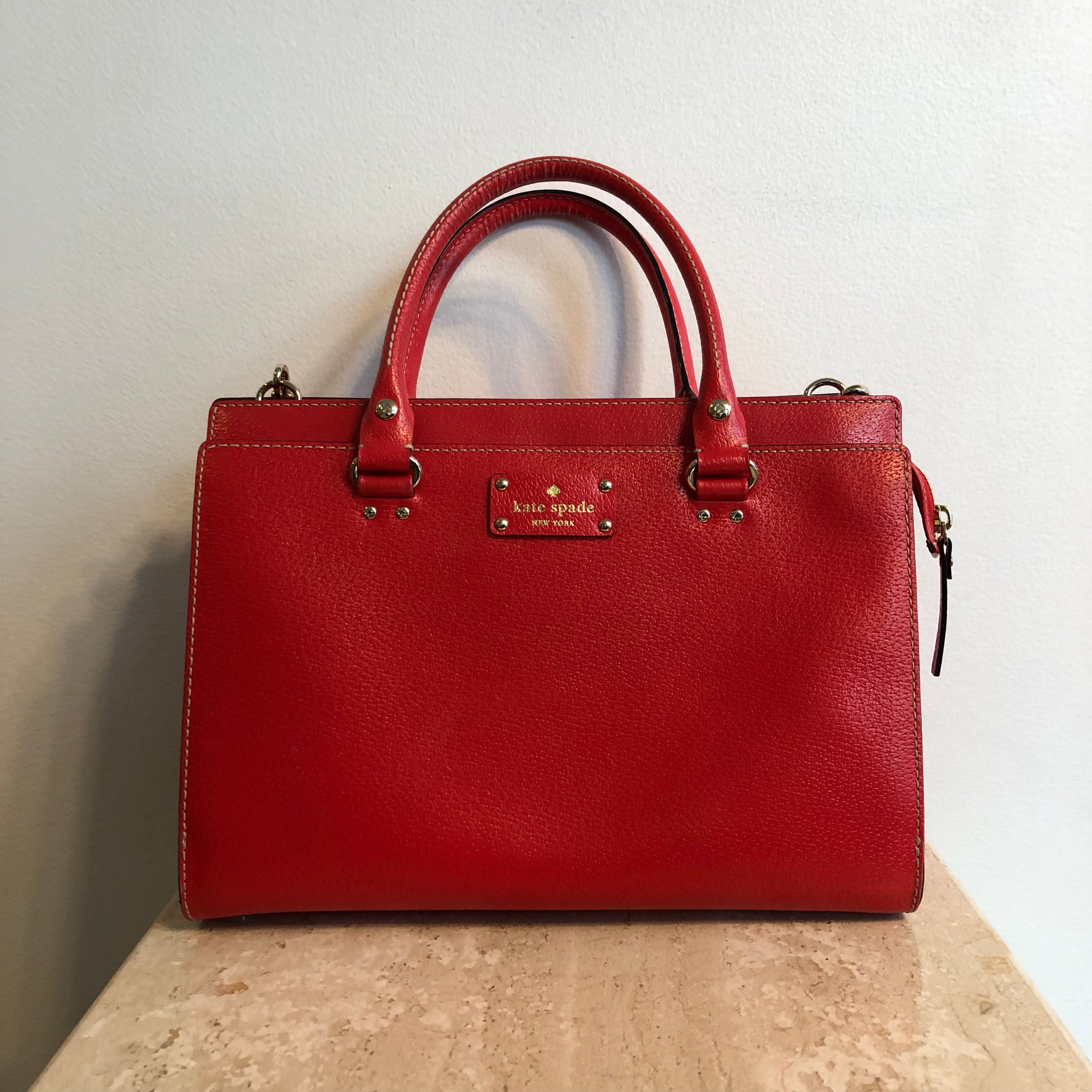 Authentic KATE SPADE Red Top Stitch Handbag – Valamode