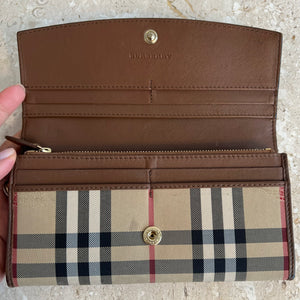 Authentic BURBERRY Nova Check Haymarket & Brown Leather Wallet – Valamode