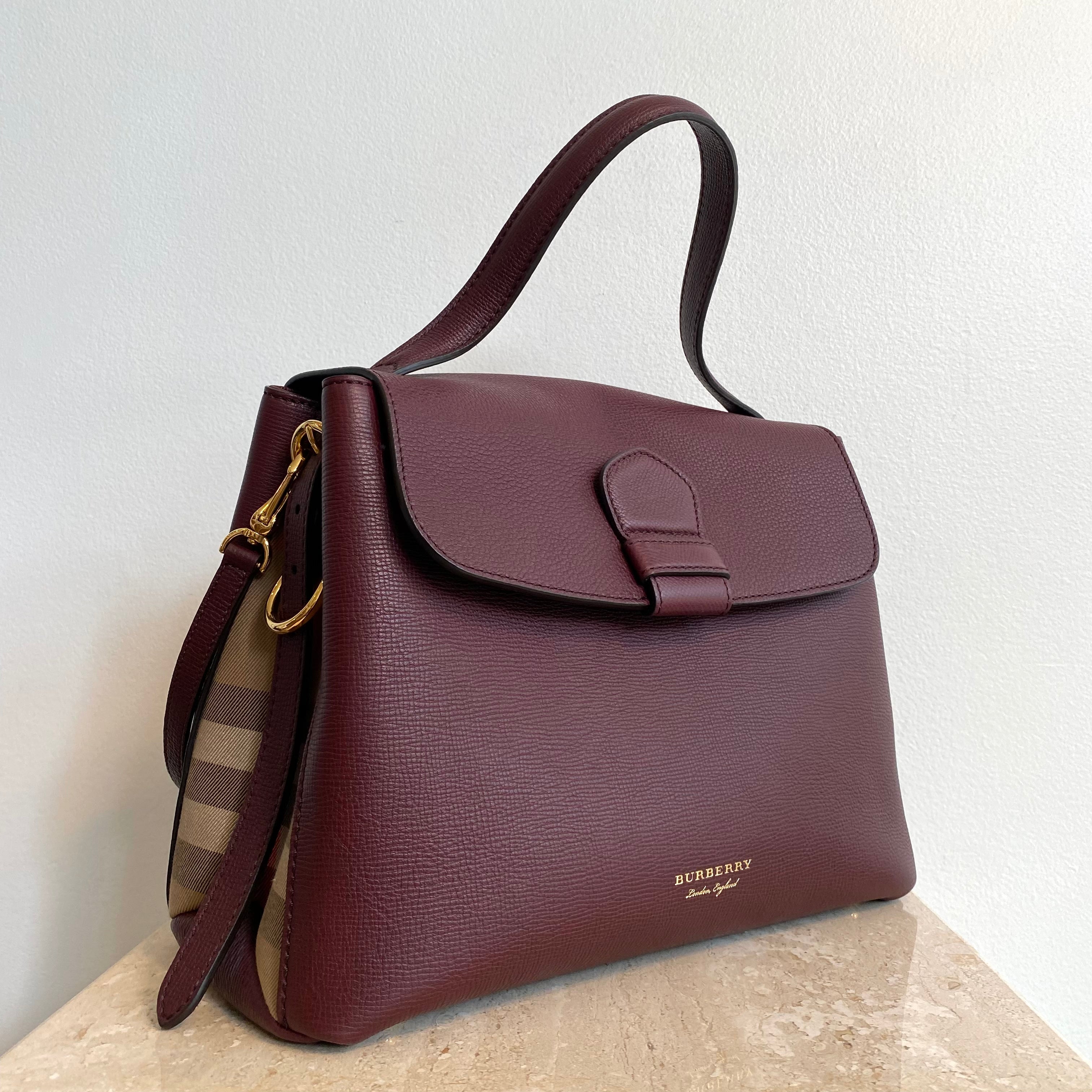 Authentic BURBERRY Mahogany Leather Derby Camberley Tote – Valamode