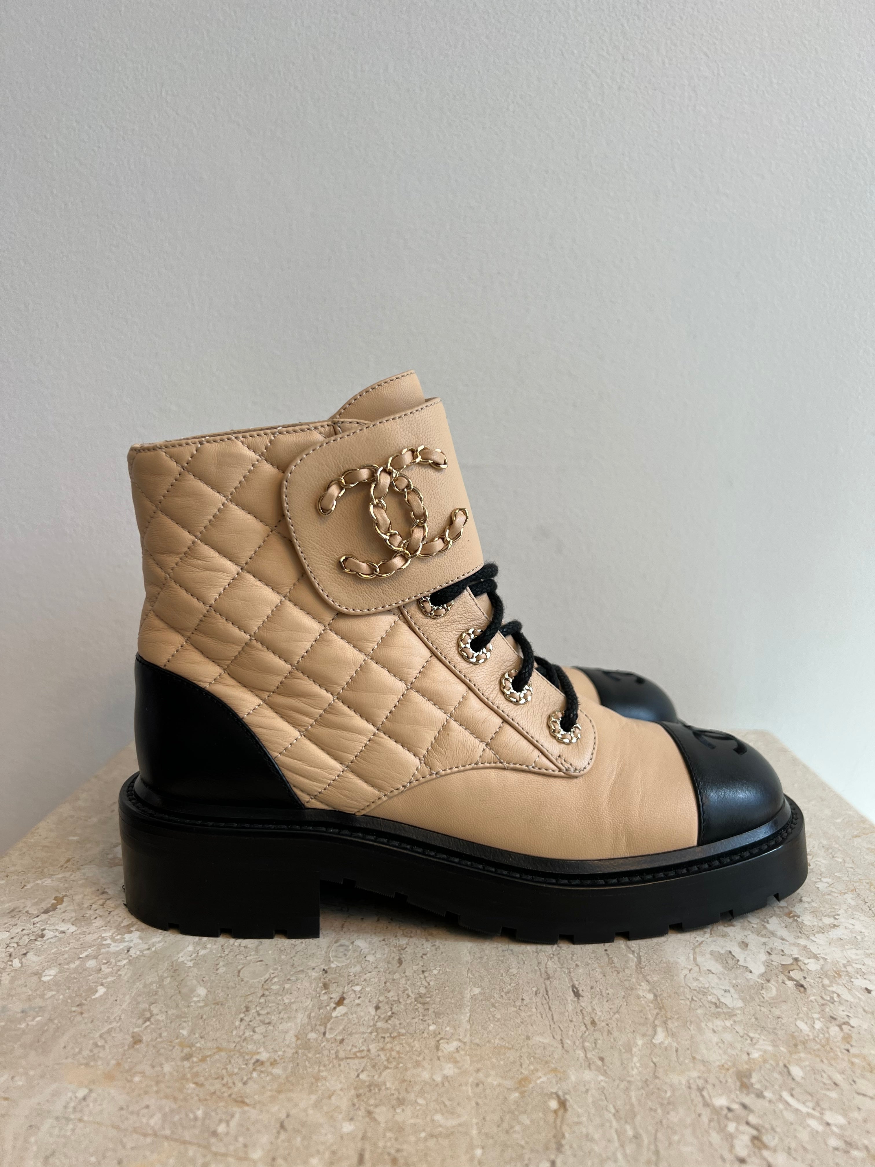 Authentic CHANEL Combat Boots Size  – Valamode