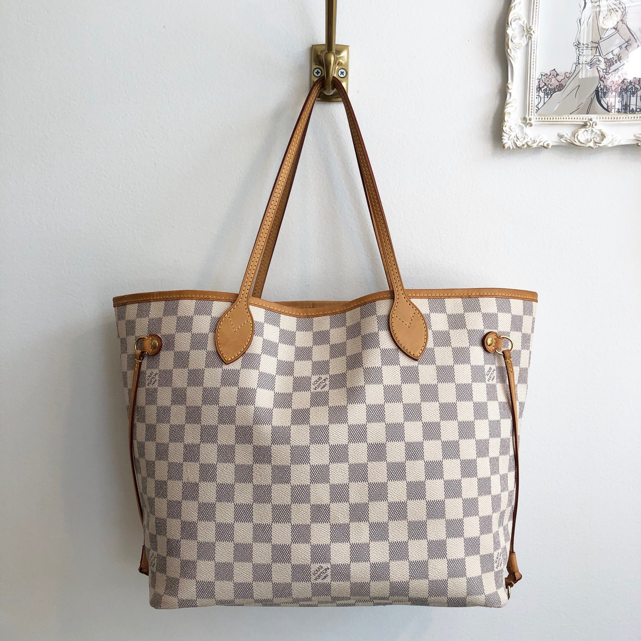 Authentic LOUIS VUITTON Damier Ebene Azur Neverfull MM. – Valamode