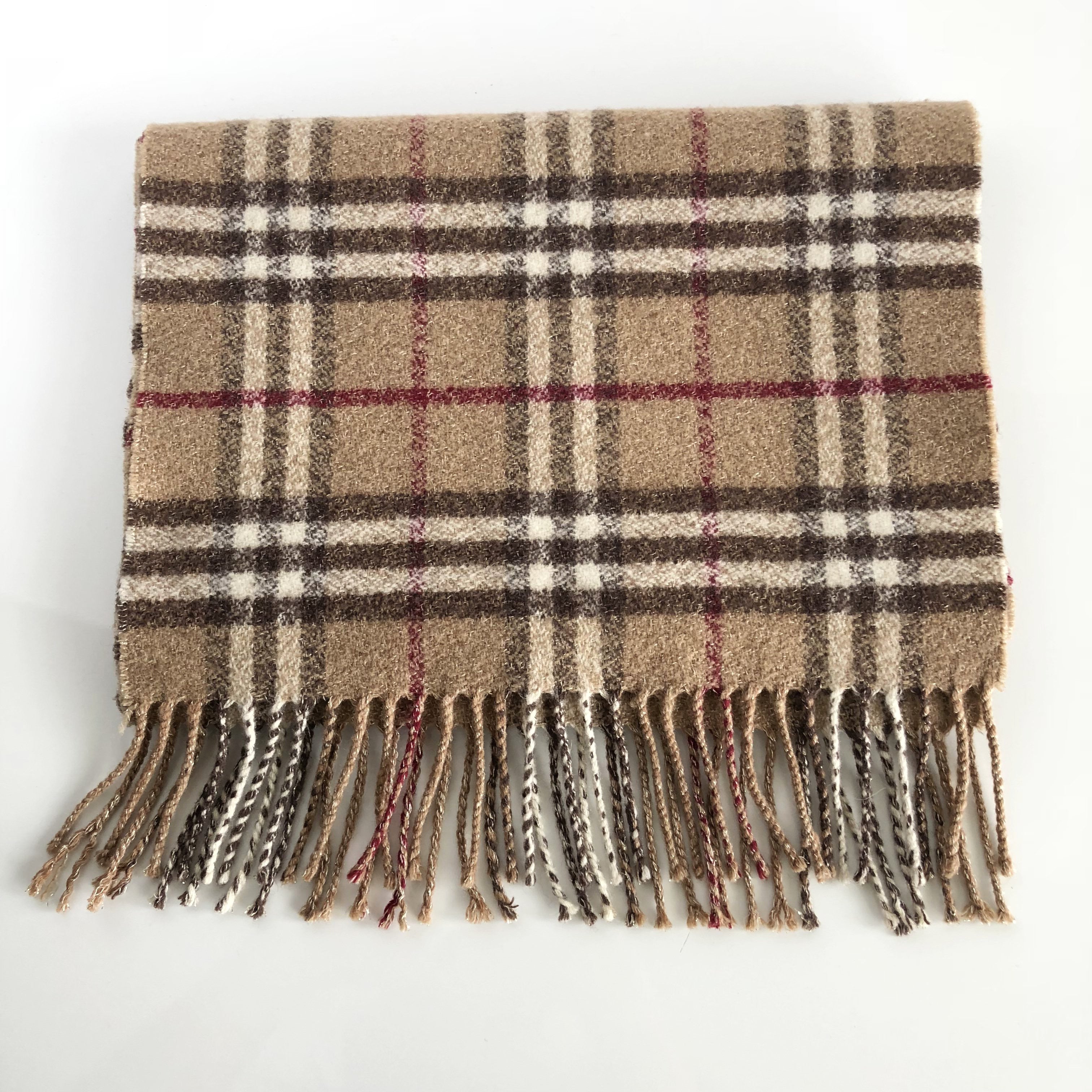 Authentic BURBERRY Check Beige Metallic Scarf – Valamode