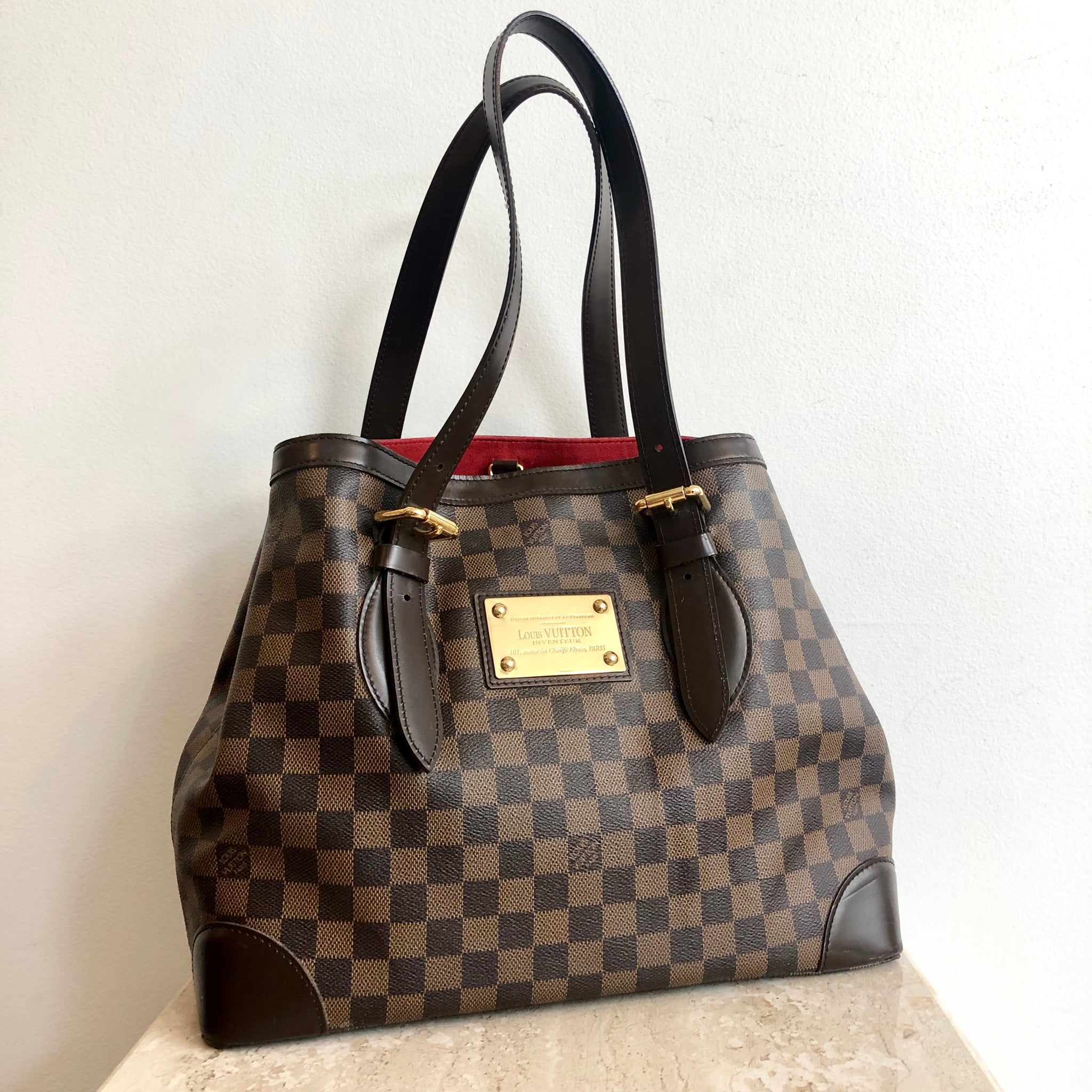 Authentic Louis Vuitton Damier Azur Hampstead MM Tote Bag N51206