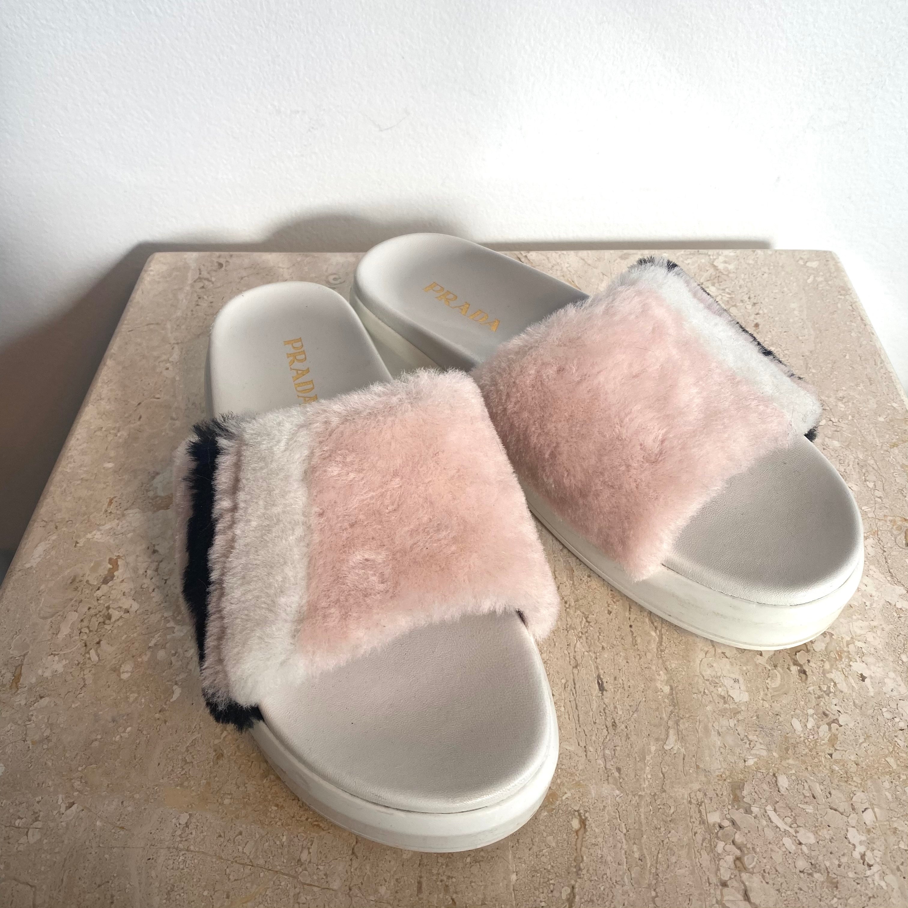 prada fur slides