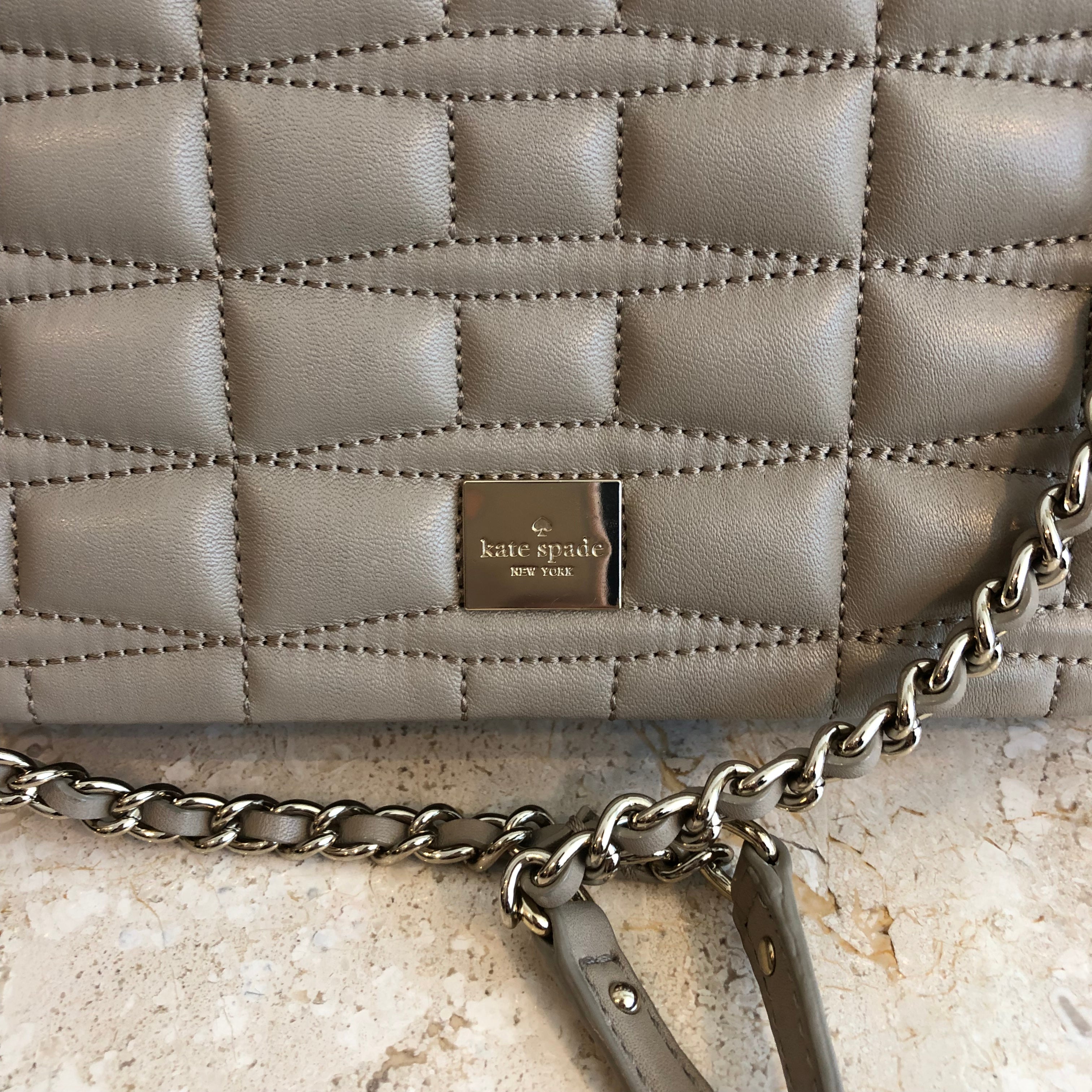 Authentic KATE SPADE Quilted Taupe Crossbody Handbag – Valamode