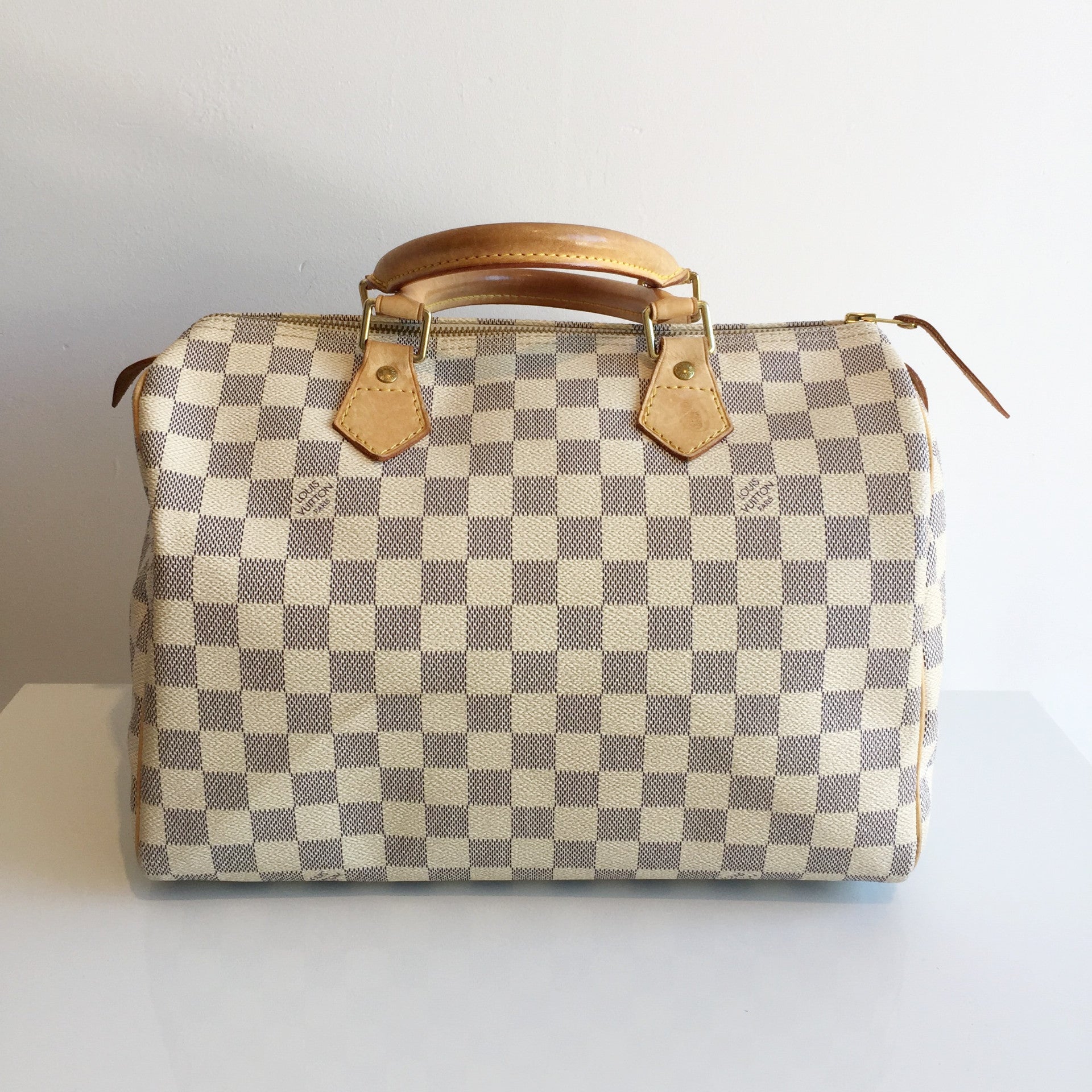 LOUIS VUITTON Damier Ebene Speedy 30 Silvery Metallic Cloth ref