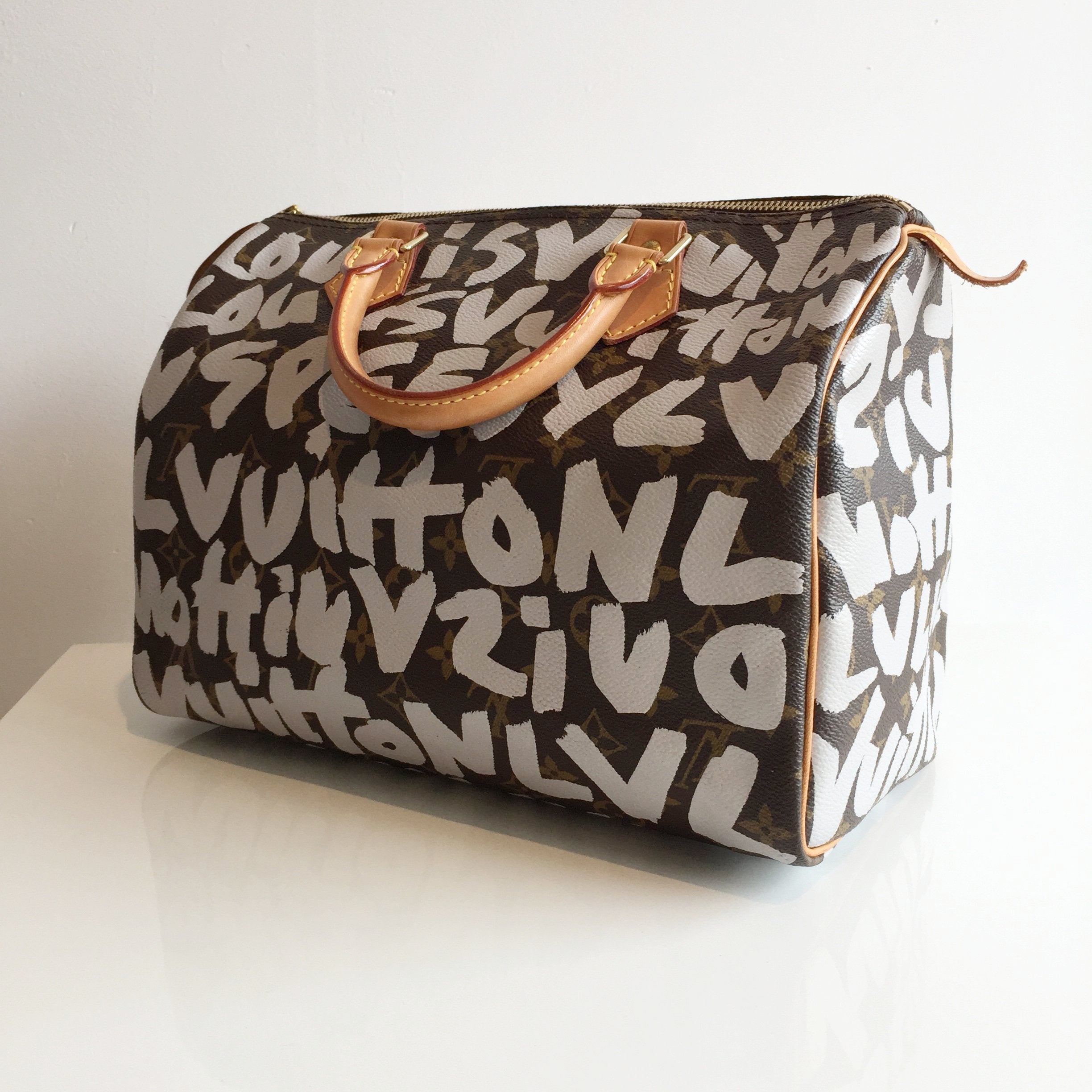 Pink and white Mini Alma bag Graffiti Collection by Stephen Sprouse Louis  Vuitton For Sale at 1stDibs