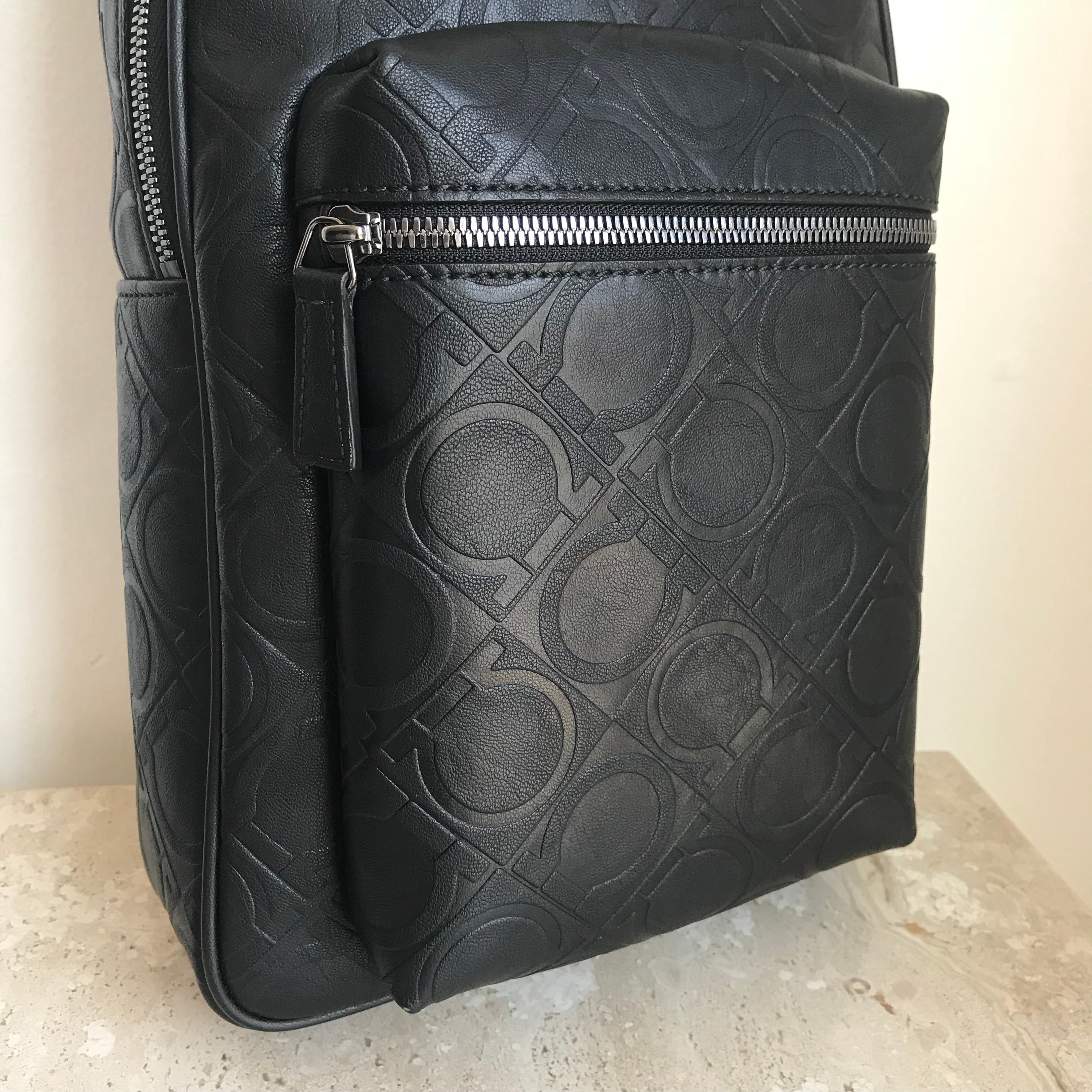 Authentic SALVATORE FERRAGAMO Black Leather Backpack – Valamode