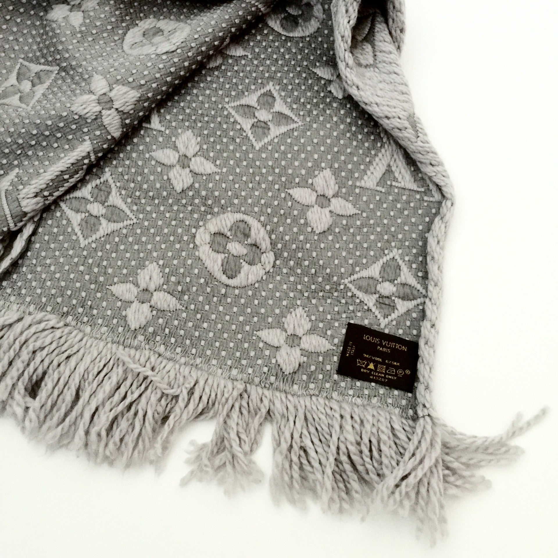 Louis Vuitton  Pearl Grey Logomania Scarf  VSP Consignment