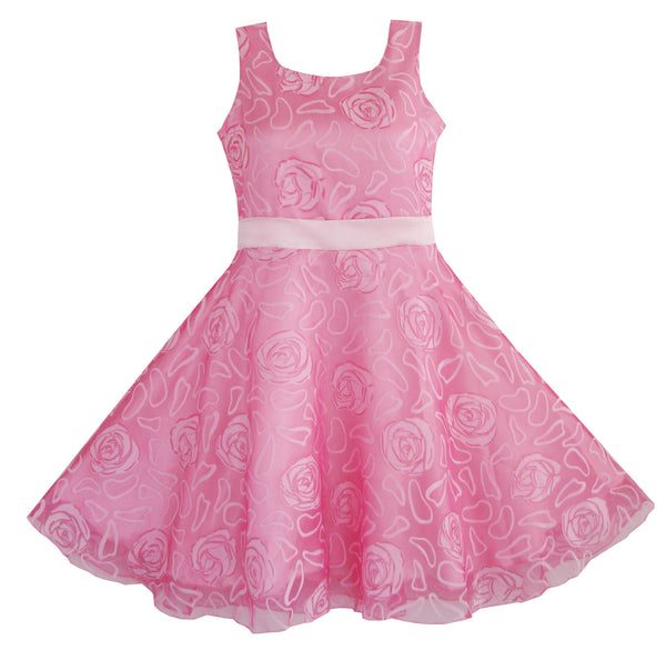 Girls Dress Pink Rose Wedding Pageant – Sunny Fashion