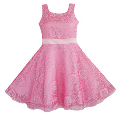Girls Dress Pink Rose Wedding Pageant – Sunny Fashion