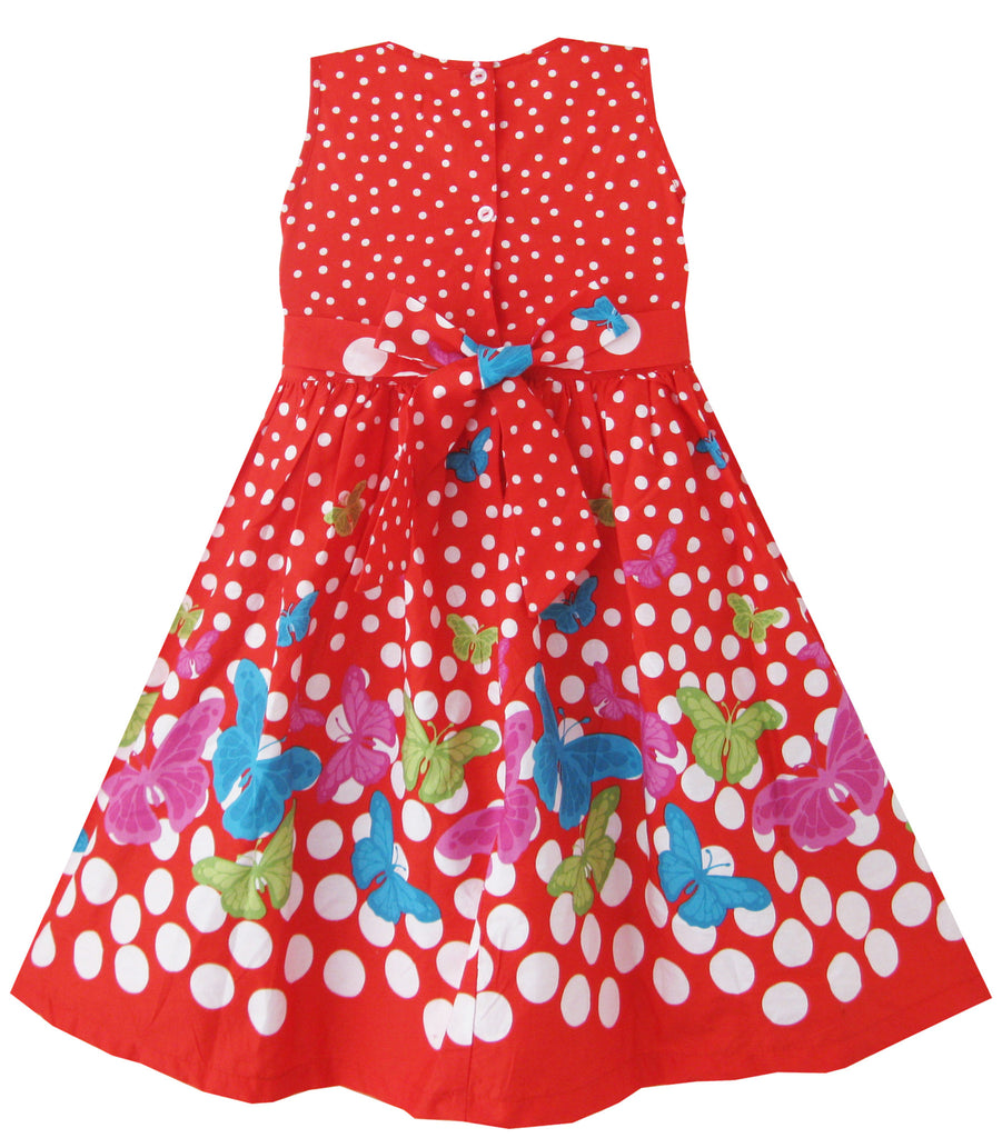 Girls Dress Red Butterfly Party Wedding – Sunny Fashion