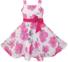 Girls Dress Pink Floral Party Wedding – Sunny Fashion