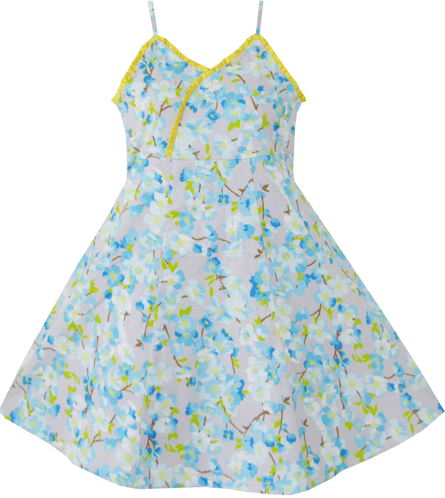 Girls Dress Yellow Pleated Flower Tank Party – Sunny Fashion