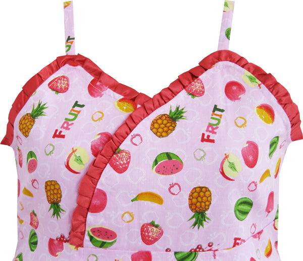 Kids Girls Fruit Print Dress Hem Trimmed Party Princess – Sunny Fashion