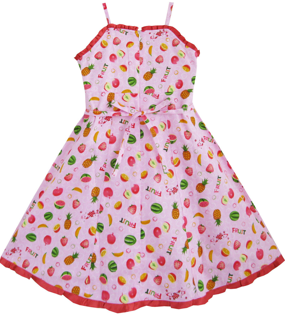 Kids Girls Fruit Print Dress Hem Trimmed Party Princess – Sunny Fashion