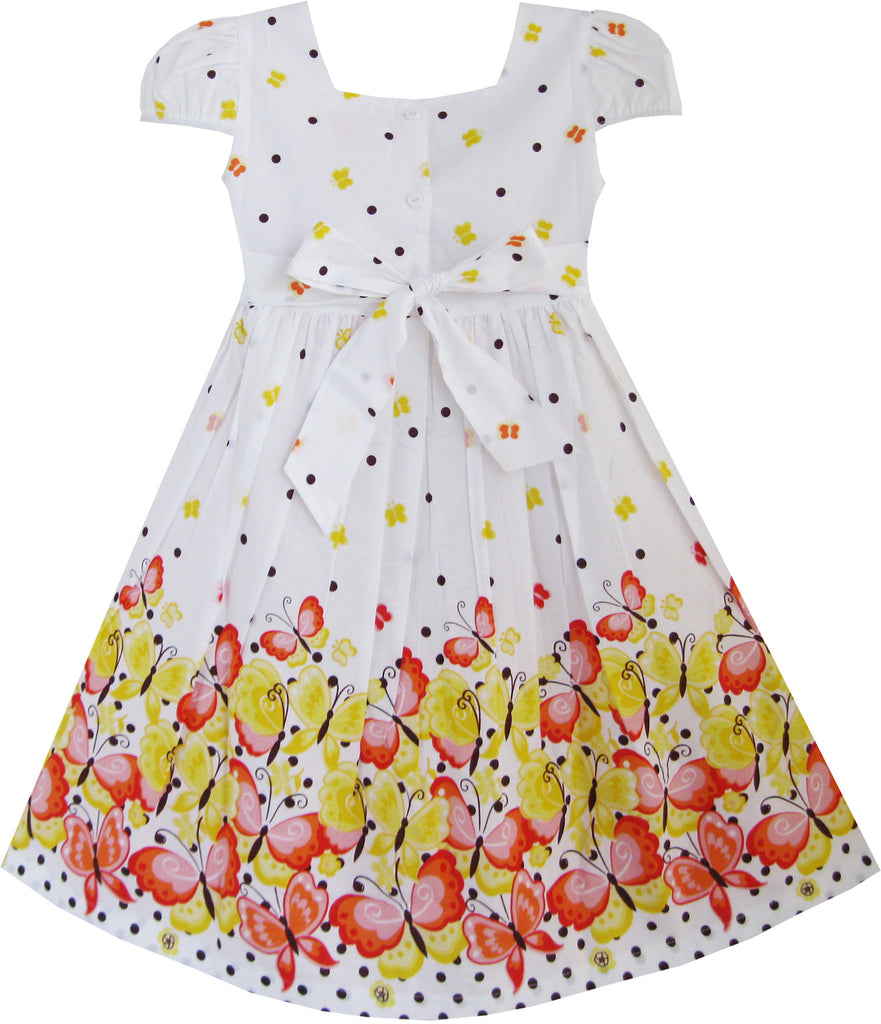 Girls Dress Short Sleeve Butterfly Dot School – Sunny Fashion