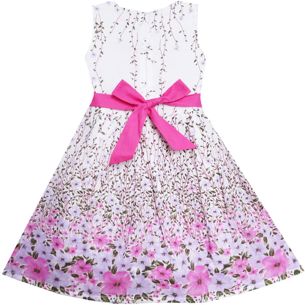 Girls Dress 3 Pink Flower Leaves School Party – Sunny Fashion